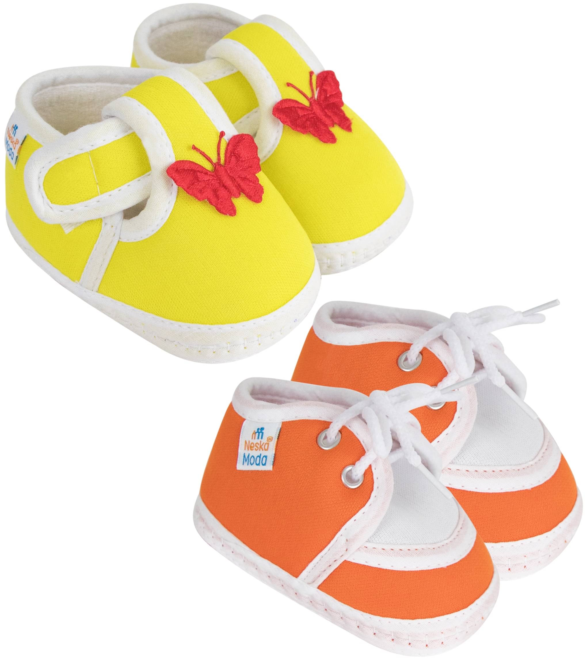     			Neska Moda - Orange Booties For Baby Boy & Baby Girl 9-12 Months ( Pack of 2 )