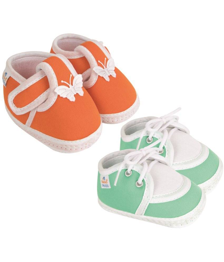     			Neska Moda - Orange Booties For Baby Boy & Baby Girl 9-12 Months ( Pack of 2 )