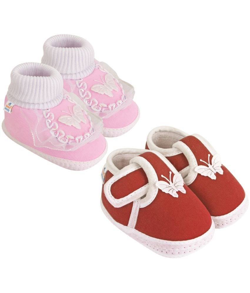     			Neska Moda - Pink Booties For Baby Boy & Baby Girl 9-12 Months ( Pack of 2 )