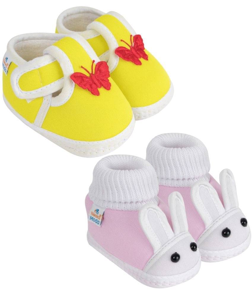     			Neska Moda - Pink Booties For Baby Boy & Baby Girl 9-12 Months ( Pack of 2 )