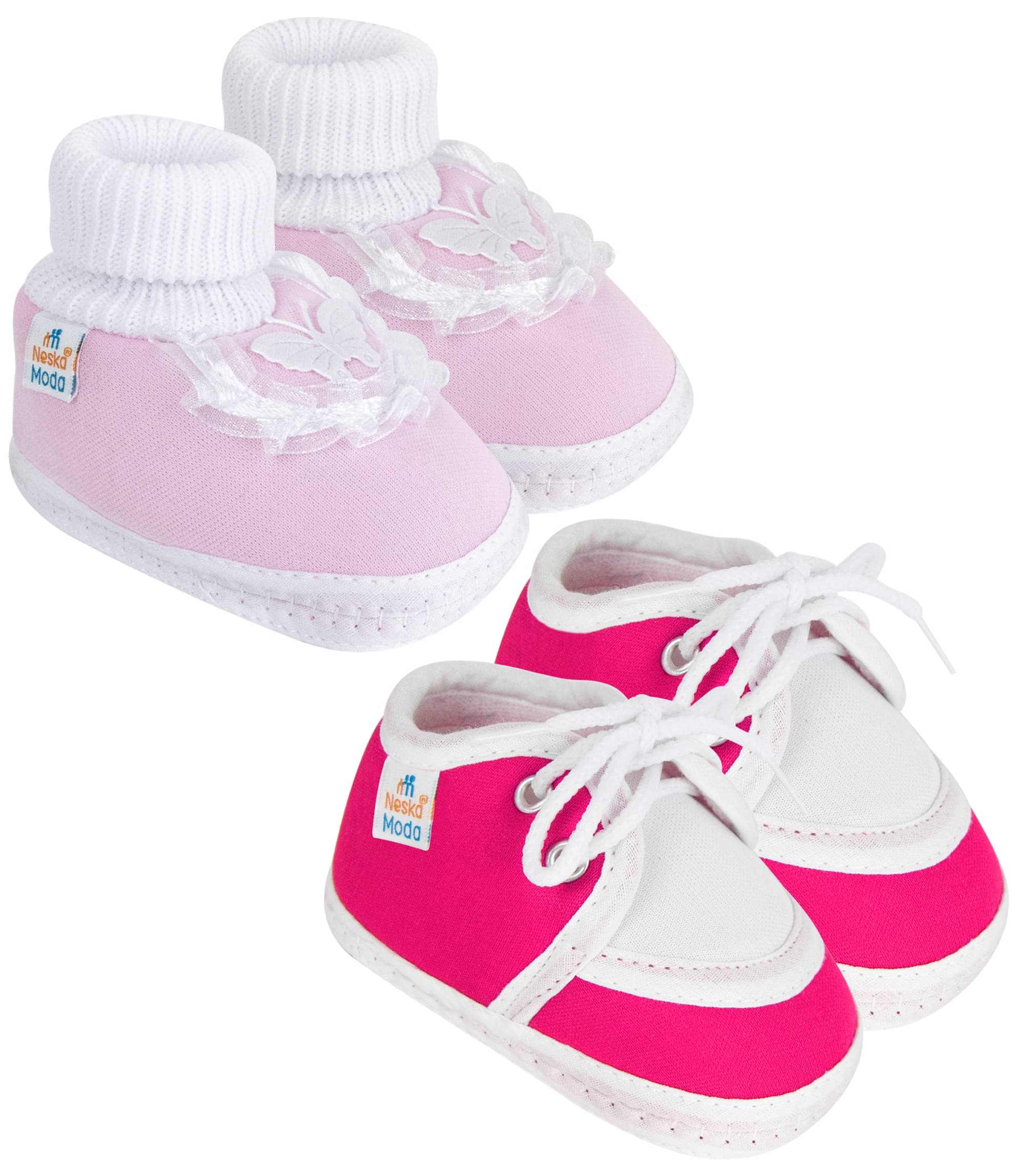     			Neska Moda - Pink Booties For Baby Boy & Baby Girl 9-12 Months ( Pack of 2 )