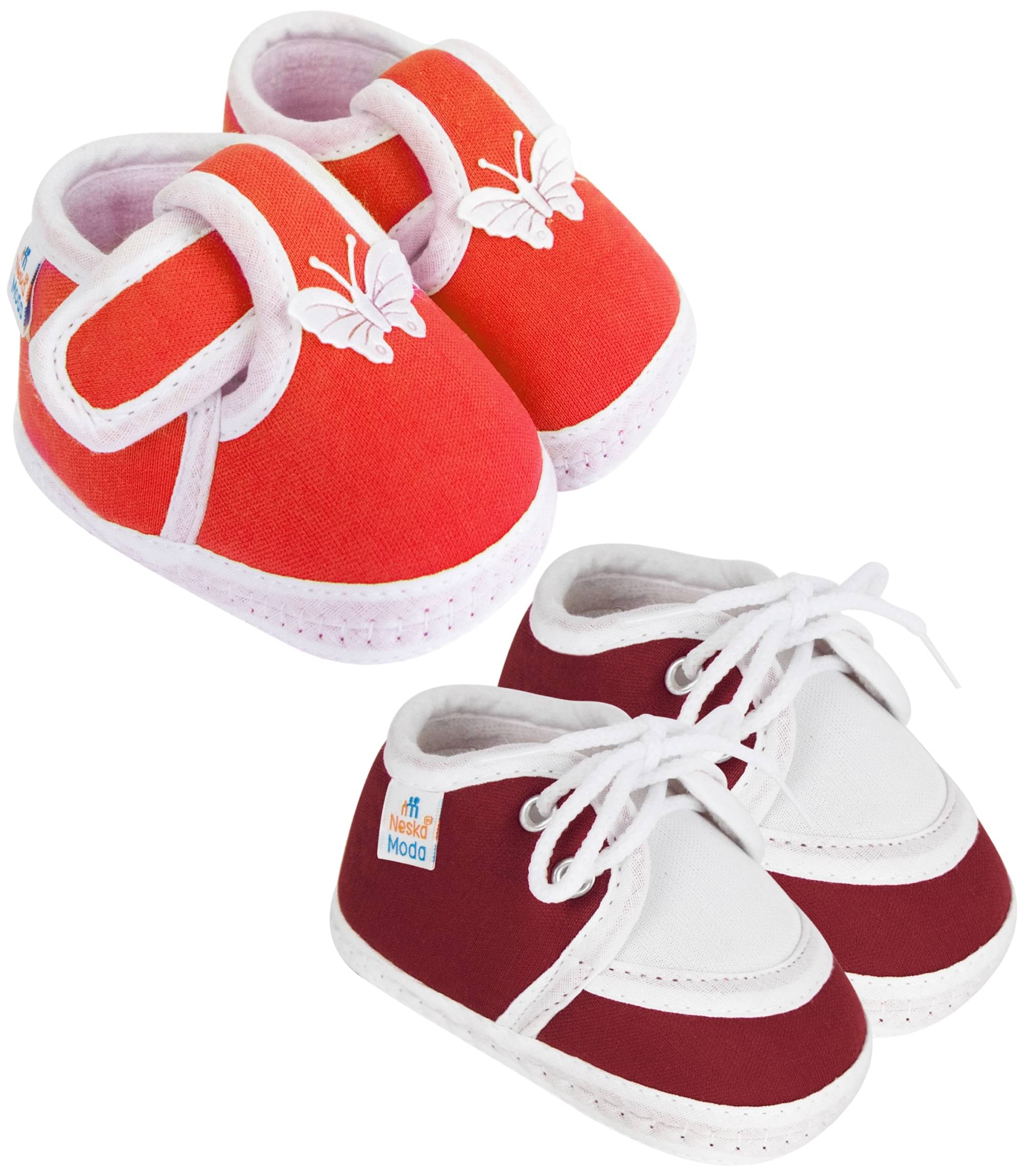 Neska Moda - Red Booties For Baby Boy & Baby Girl 3-6 Months ( Pack of 2 ) Neska Moda - Red Booties For Baby Boy & Baby Girl 3-6 Months ( Pack of 2 )