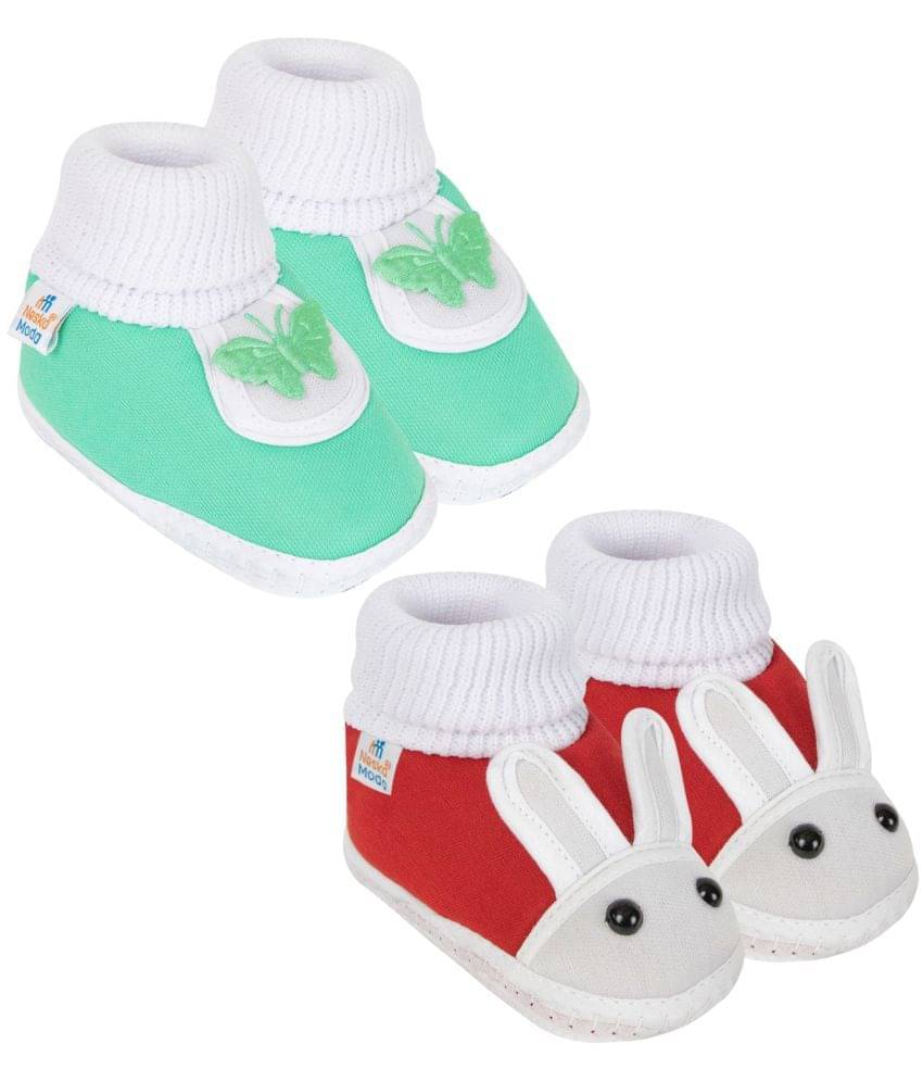     			Neska Moda - Red Booties For Baby Boy & Baby Girl 9-12 Months ( Pack of 2 )