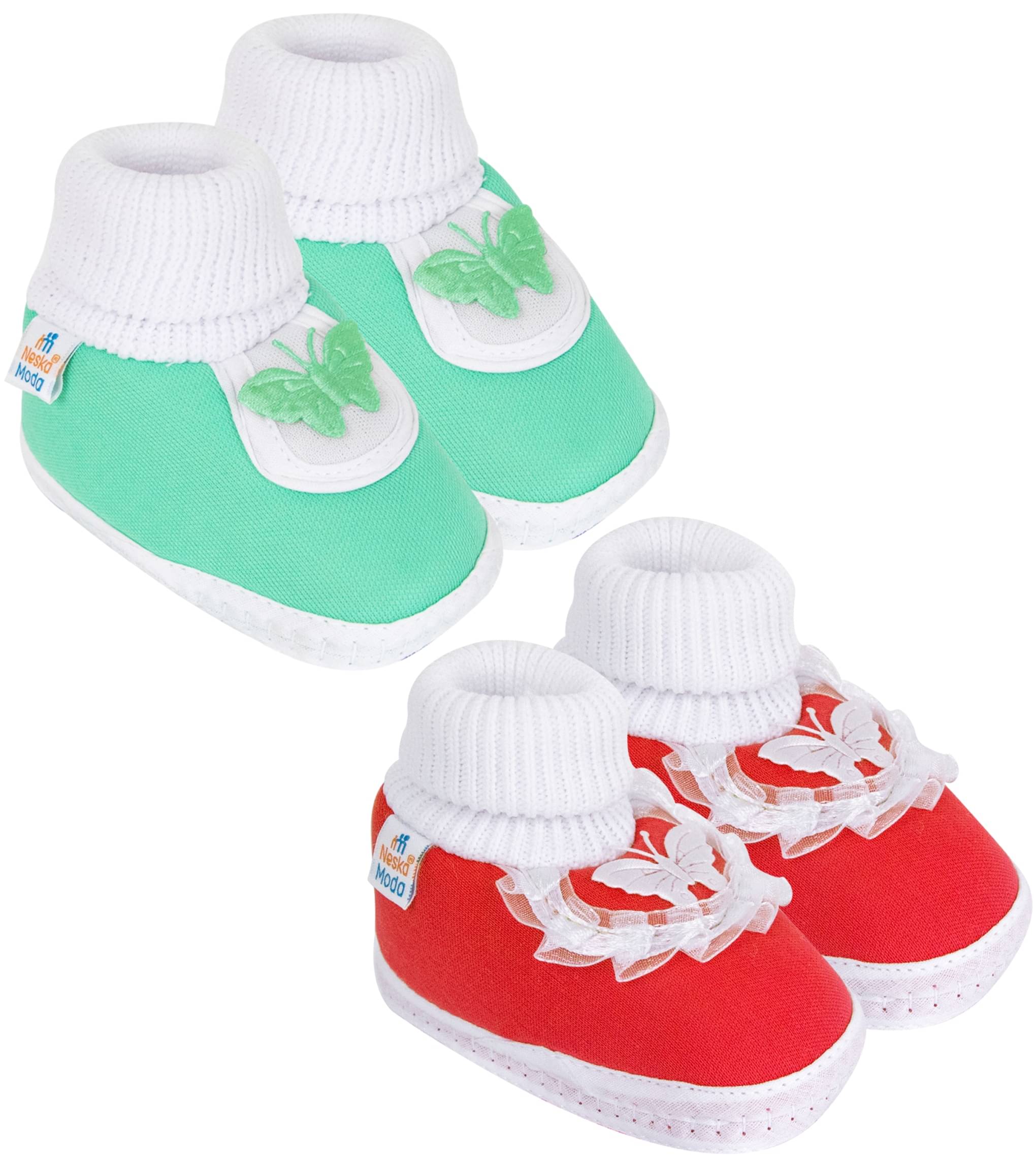     			Neska Moda - Red Booties For Baby Boy & Baby Girl 9-12 Months ( Pack of 2 )