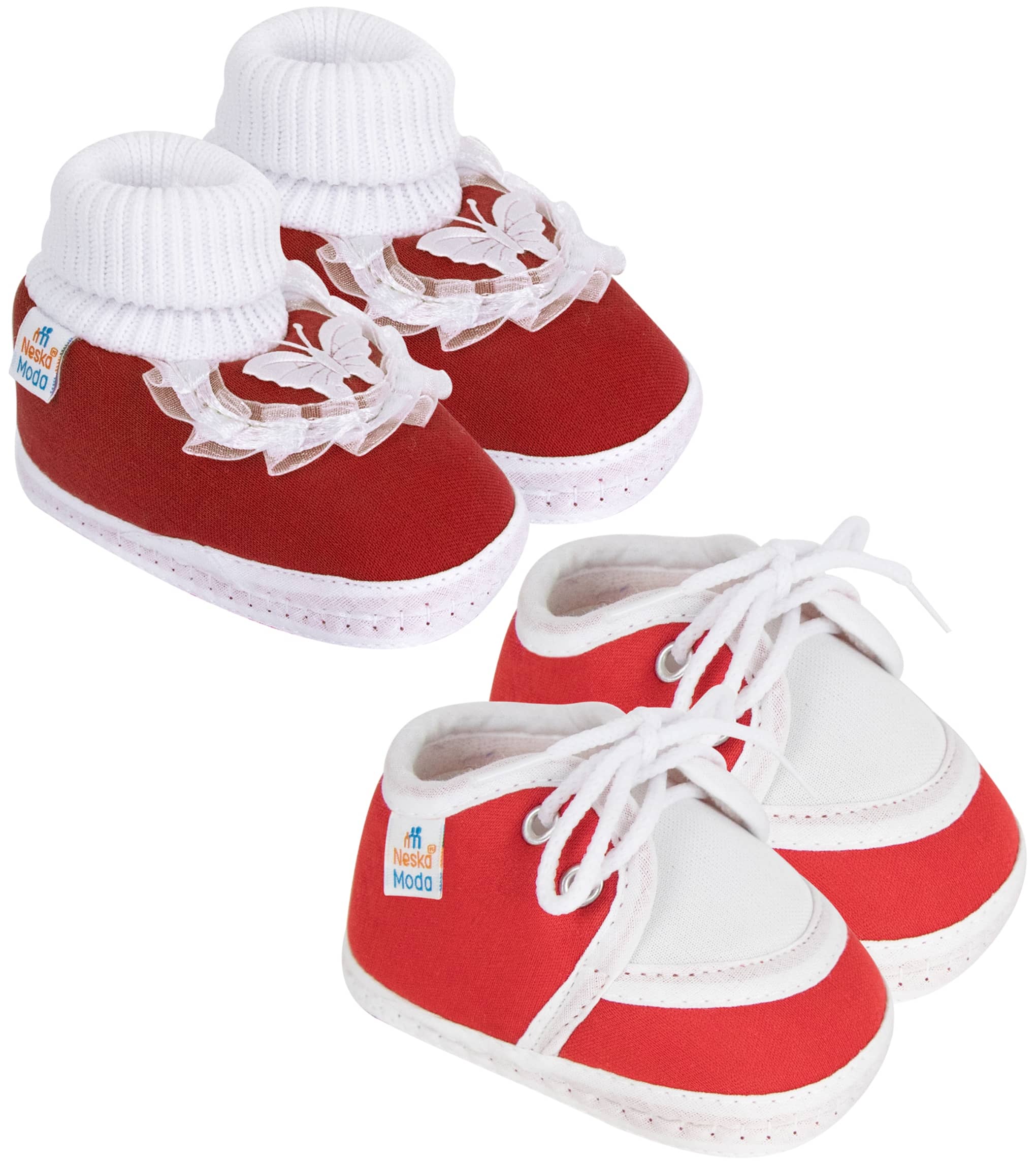 Neska Moda - Red Booties For Baby Boy & Baby Girl 9-12 Months ( Pack of 2 ) - Casual Shoes | Buy online on ZillyBuy
