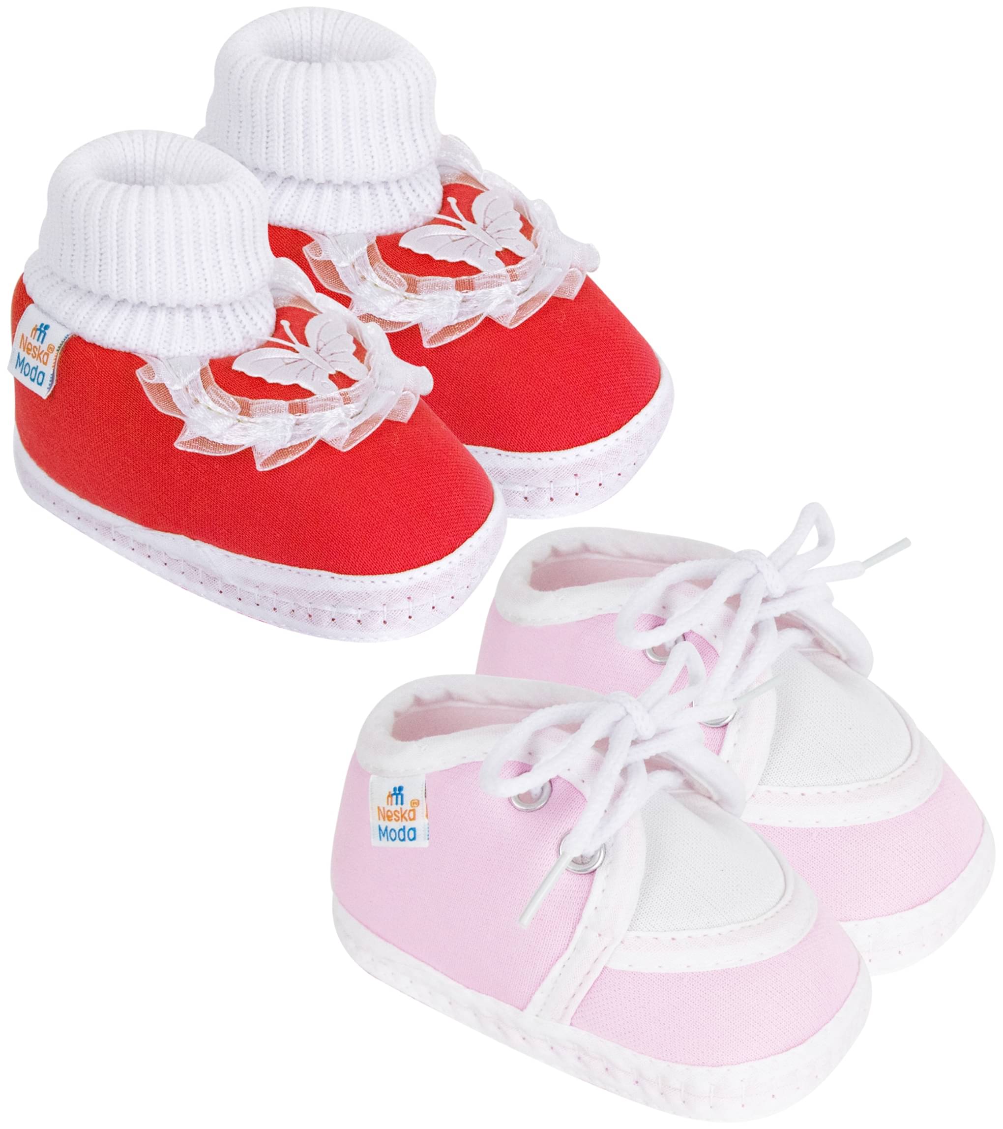     			Neska Moda - Red Booties For Baby Boy & Baby Girl 9-12 Months ( Pack of 2 )