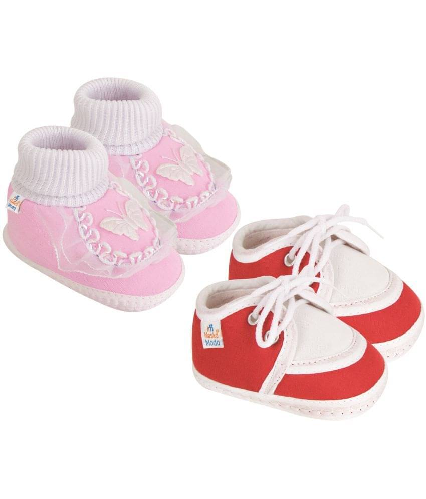     			Neska Moda - Red Booties For Baby Boy & Baby Girl 9-12 Months ( Pack of 2 )