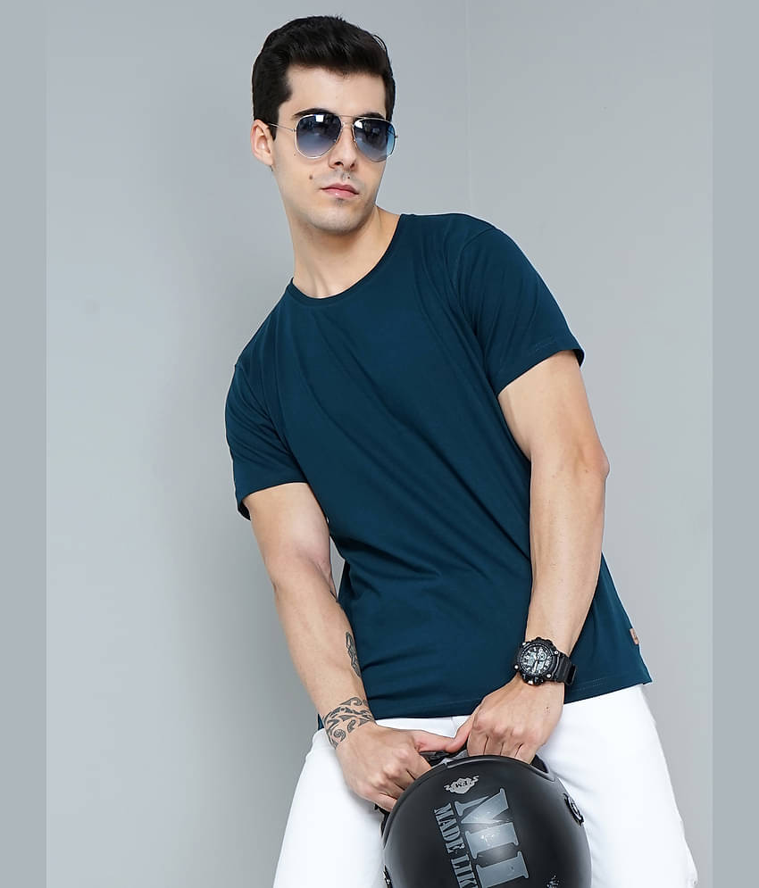Paul Street Pack of 1 Cotton Slim Fit Men's T-Shirt ( Teal Blue )