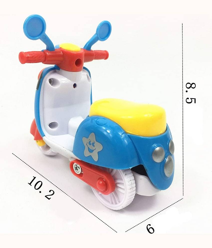 Tzoo Mini Scooter Kids Toys Toddlers Baby Boys Girls Adults Seat Model Toys Steering Wheel Car Toy Track, Mini Motorcycle Toy Pull Back ( Multi Color )