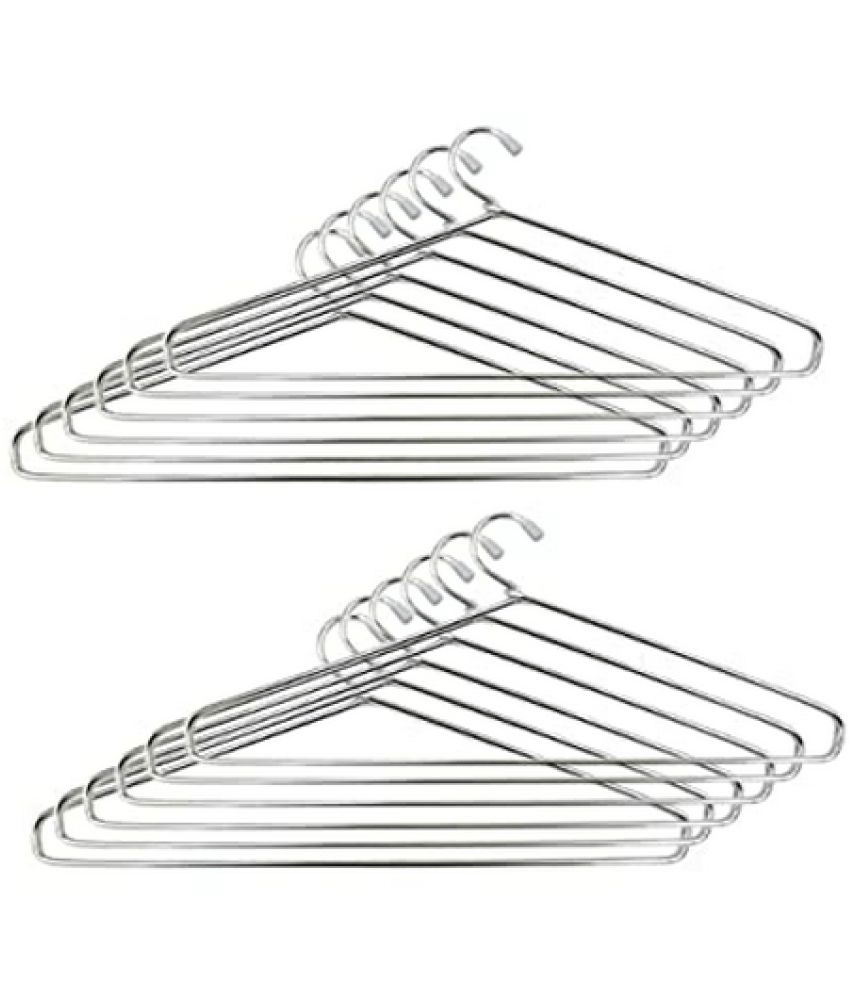 VARKAUS - Stainless Steel Standard Clothes Hangers ( Pack of 12 ) VARKAUS - Stainless Steel Standard Clothes Hangers ( Pack of 12 )