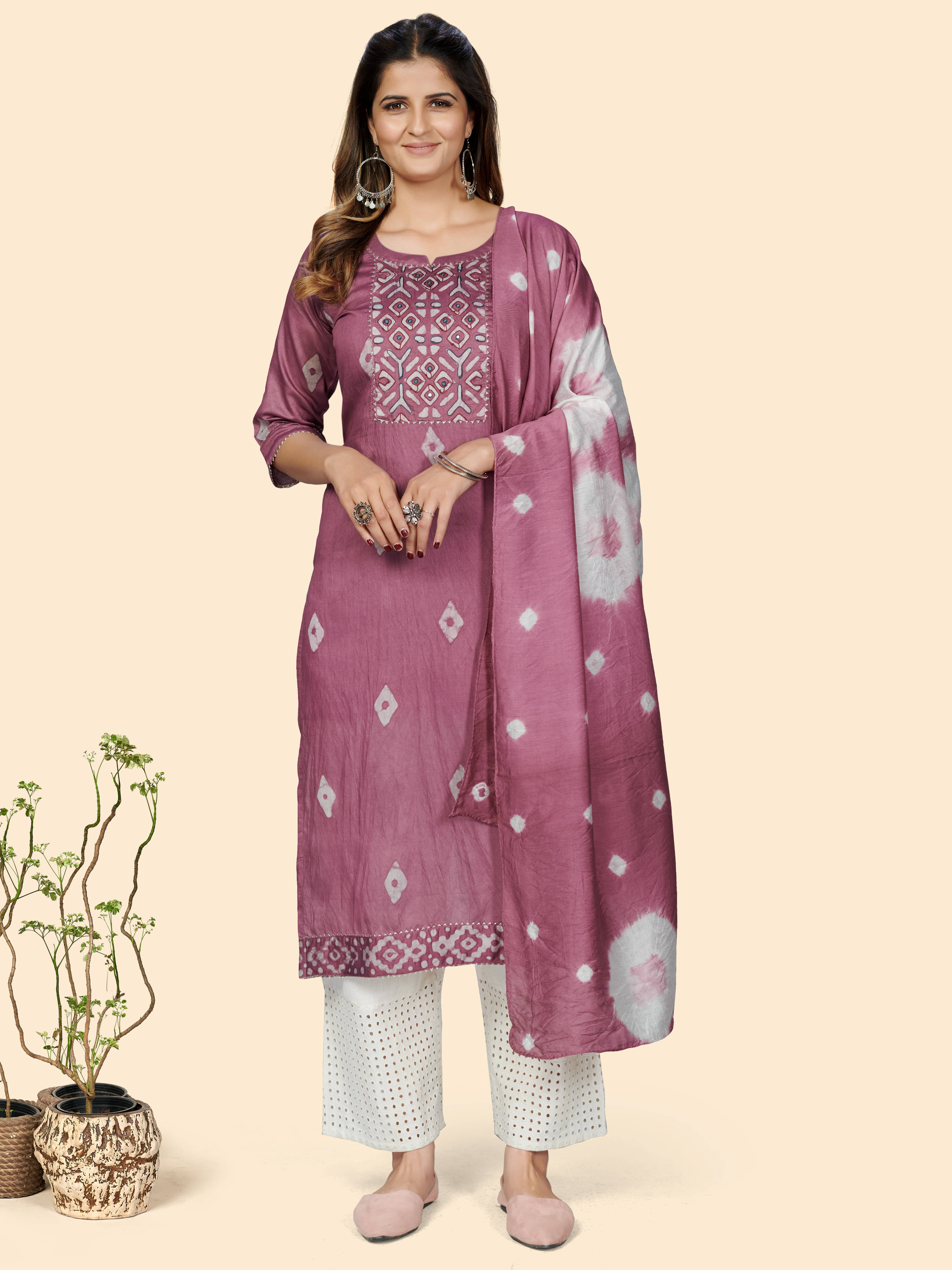 Vbuyz - Rust Chanderi Women's Straight Kurti ( Pack of 1 ) - Kurtis, Tunics | Buy online on ZillyBuy