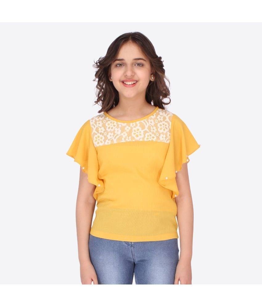     			Cutecumber Pack of 1 Girls Georgette Top ( Yellow )