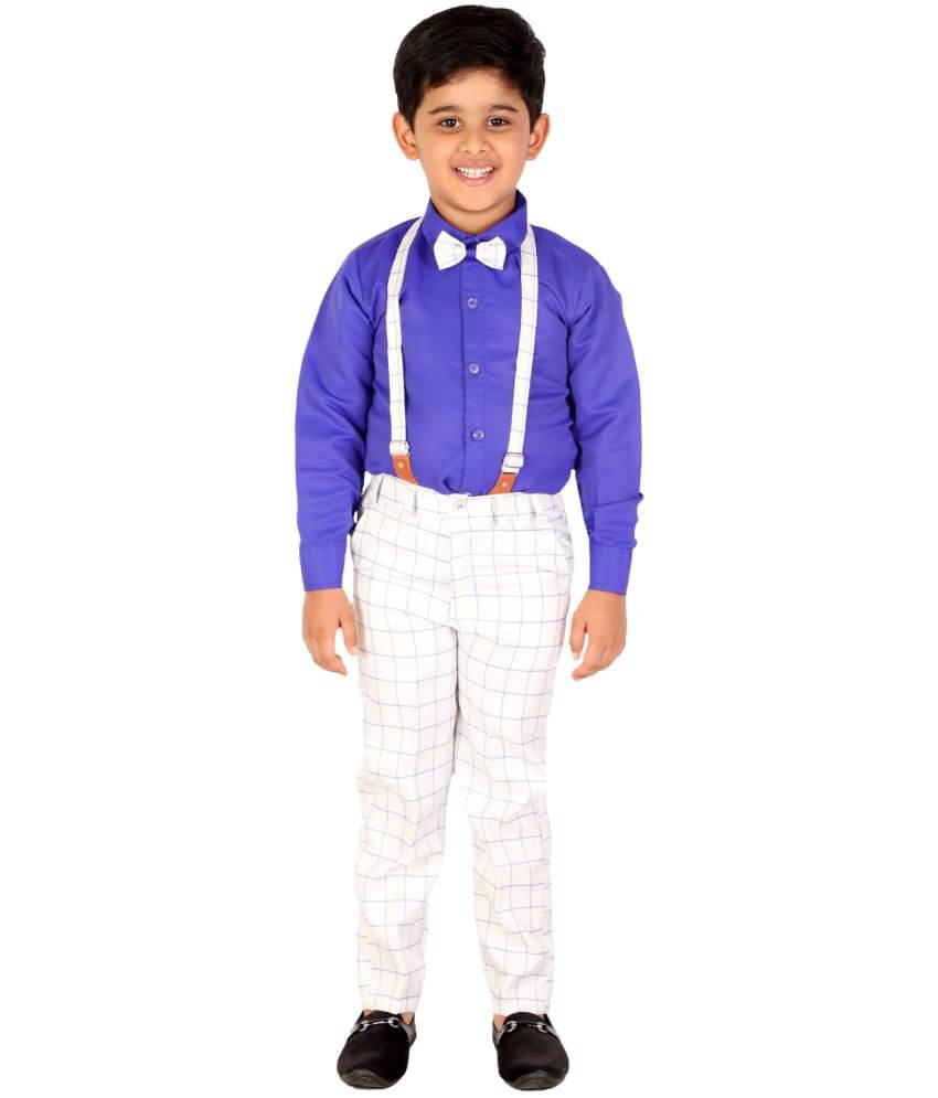     			DKGF Fashion Pack of 1 Boys Cotton Blend Shirt & Pants Set ( Blue )