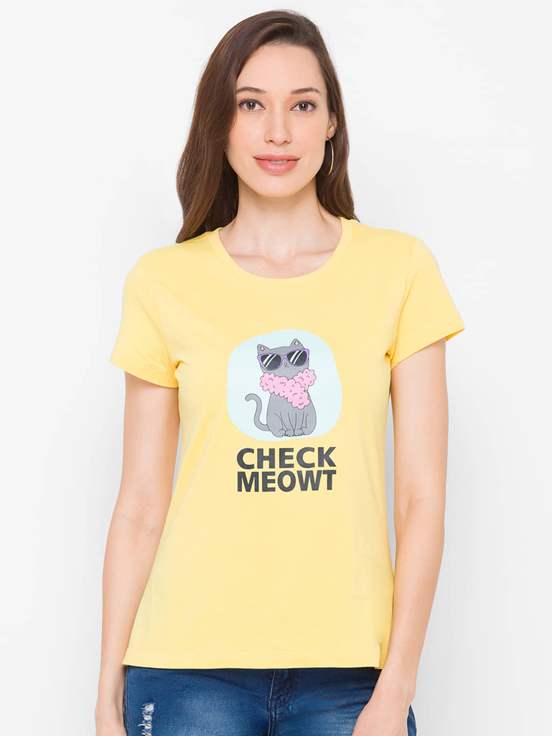     			Globus - Yellow 100% Cotton Regular Women's T-Shirt ( Pack of 1 )