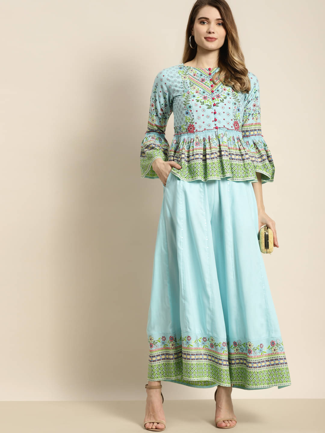Juniper - Blue Tiered Flared Rayon Women's Stitched Salwar Suit ( Pack of 1 ) Juniper - Blue Tiered Flared Rayon Women's Stitched Salwar Suit ( Pack of 1 )