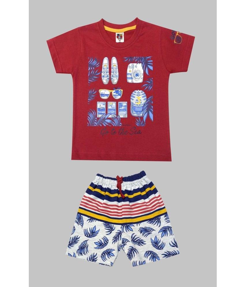 Kideon Pack of 1 Baby Boys 100% Cotton T-Shirt & Shorts ( Red ) Kideon Pack of 1 Baby Boys 100% Cotton T-Shirt & Shorts ( Red )