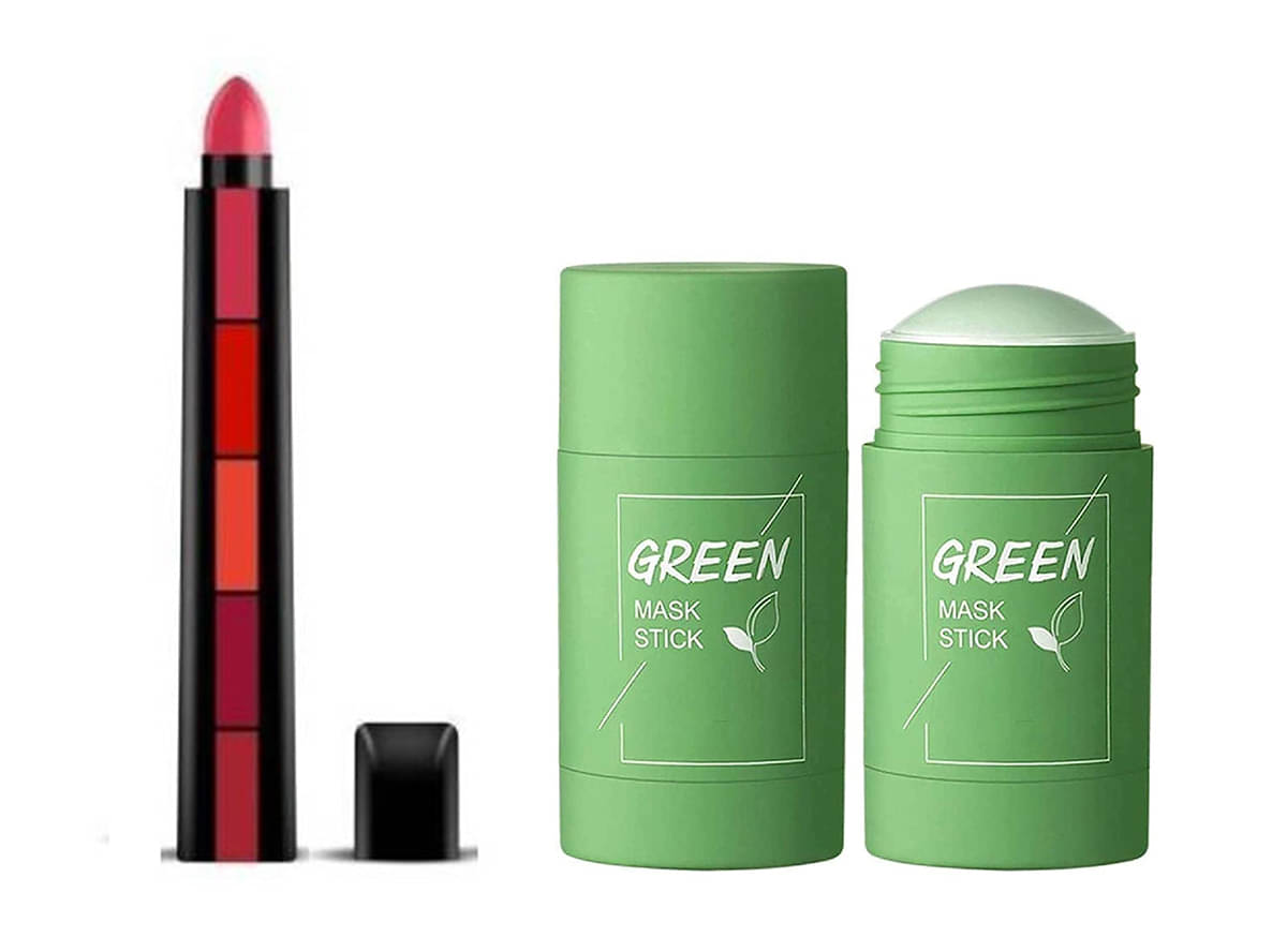     			Lenon Beatuy Fab 5 5in1 Step Lipstick With Green Mask Stick 40gm