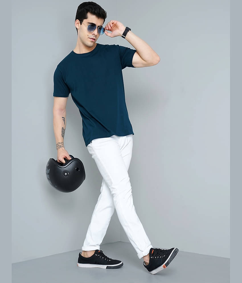 Paul Street Pack of 1 Cotton Slim Fit Men's T-Shirt ( Teal Blue )