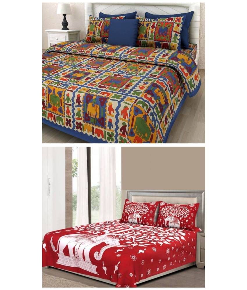     			Uniqchoice 100% Cotton Double Bedsheet ( Multicolor )