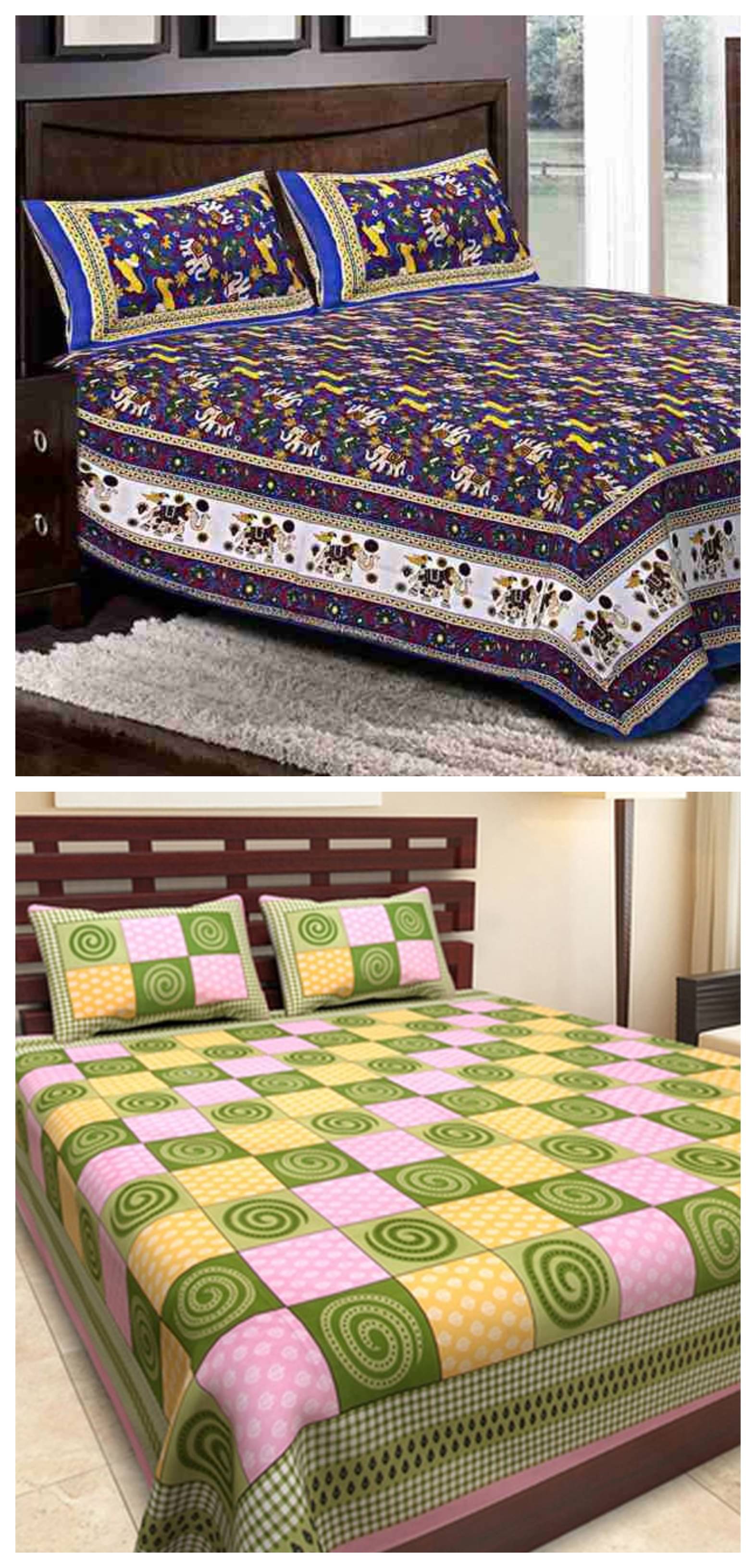 Uniqchoice 100% Cotton Double Bedsheet ( Multicolor ) Uniqchoice 100% Cotton Double Bedsheet ( Multicolor )