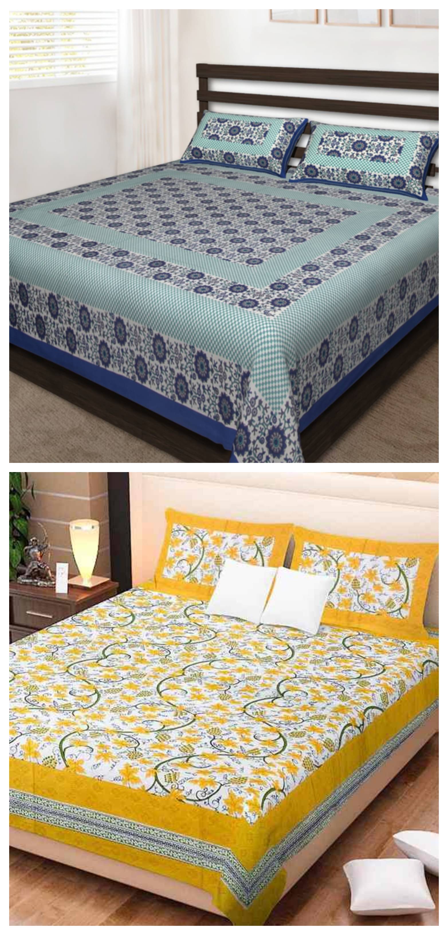     			Uniqchoice 100% Cotton Double Bedsheet ( Multicolor )