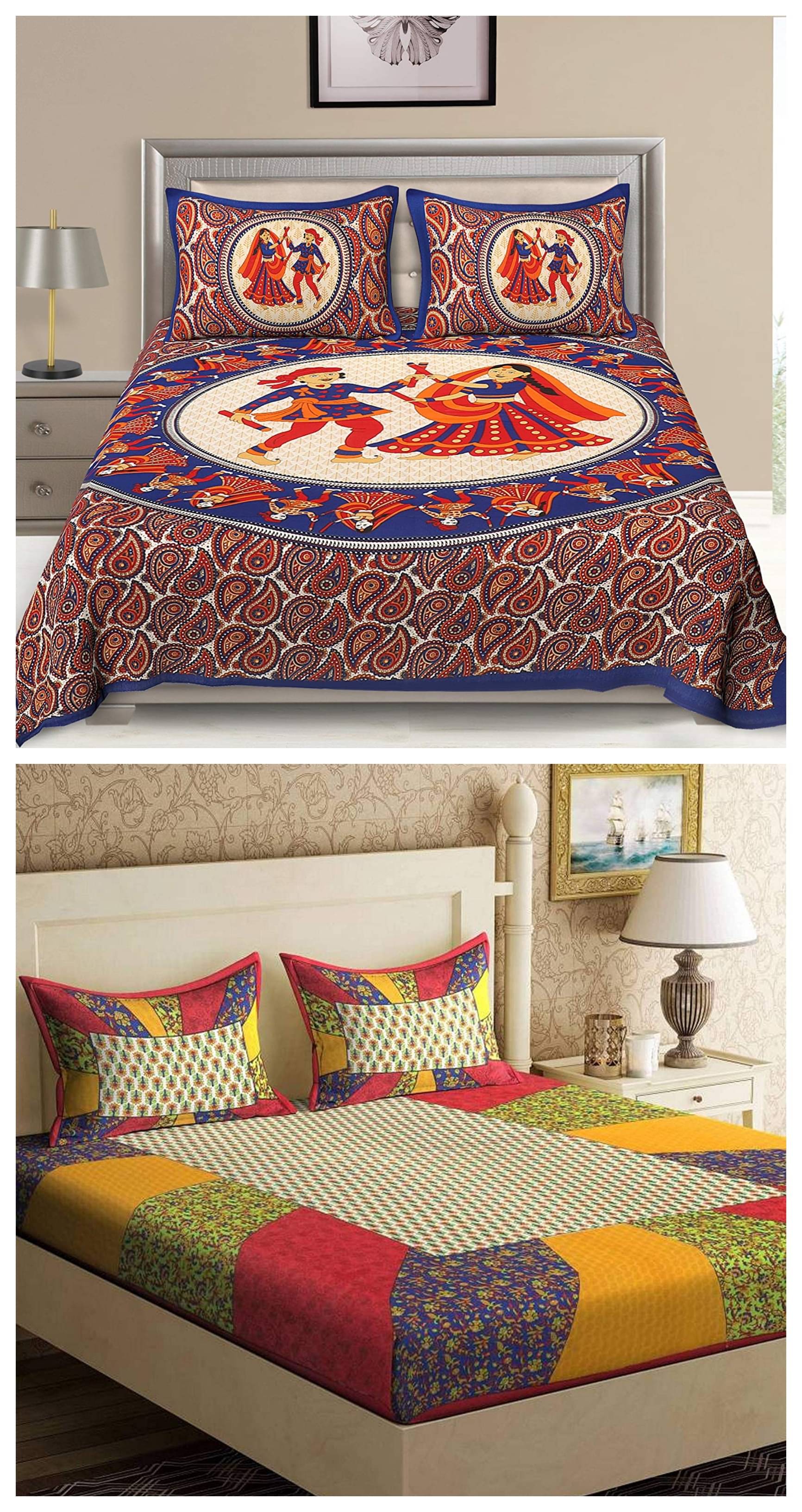     			Uniqchoice 100% Cotton Double Bedsheet ( Multicolor )