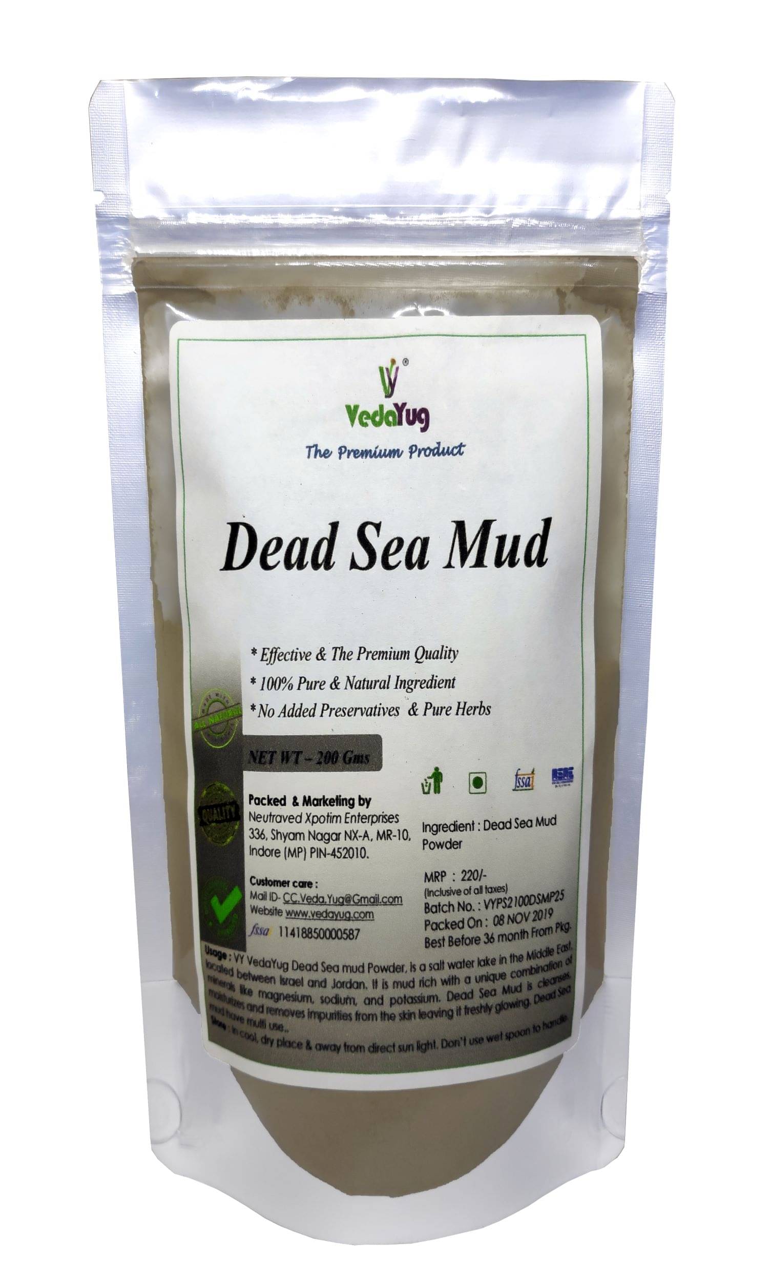     			VY VedaYug Dead Sea Mud Powder, For Face and Body (800g)