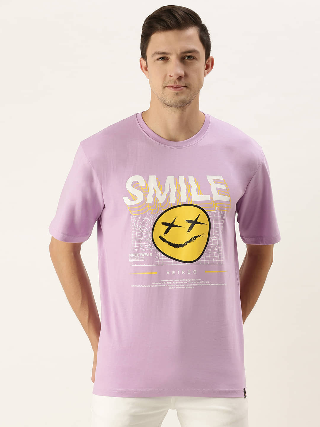Veirdo Pack of 1 Cotton Oversized Fit Men's T-Shirt ( Purple )