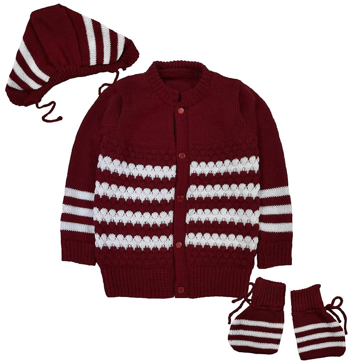     			LITTLE PANDA Single Unisex for Baby Woollen Pullover ( Maroon )