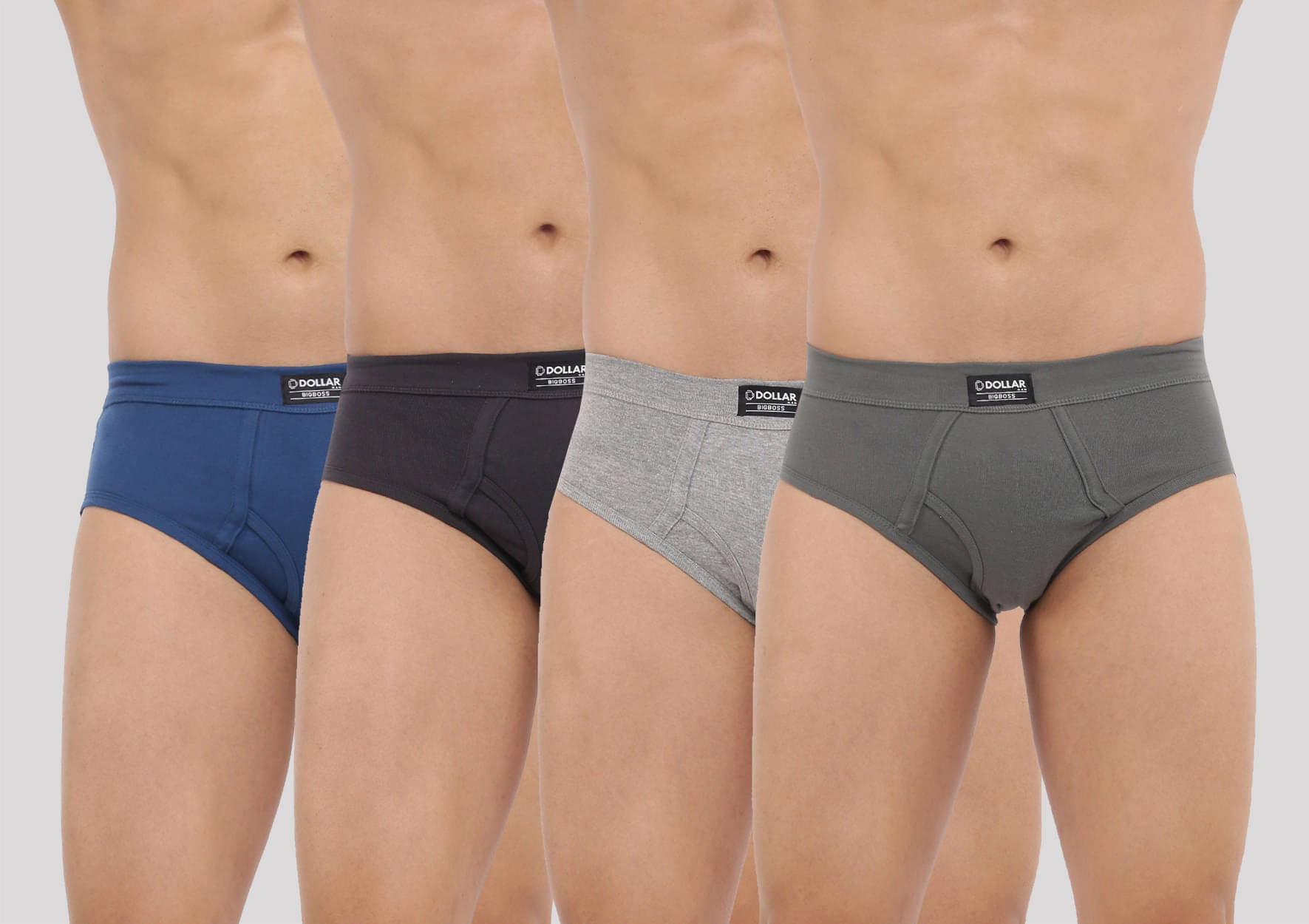     			Dollar Bigboss Men's Pack of 4 Solid Cotton Brief With Spandex Integrated Waistband (Colour May Vary)