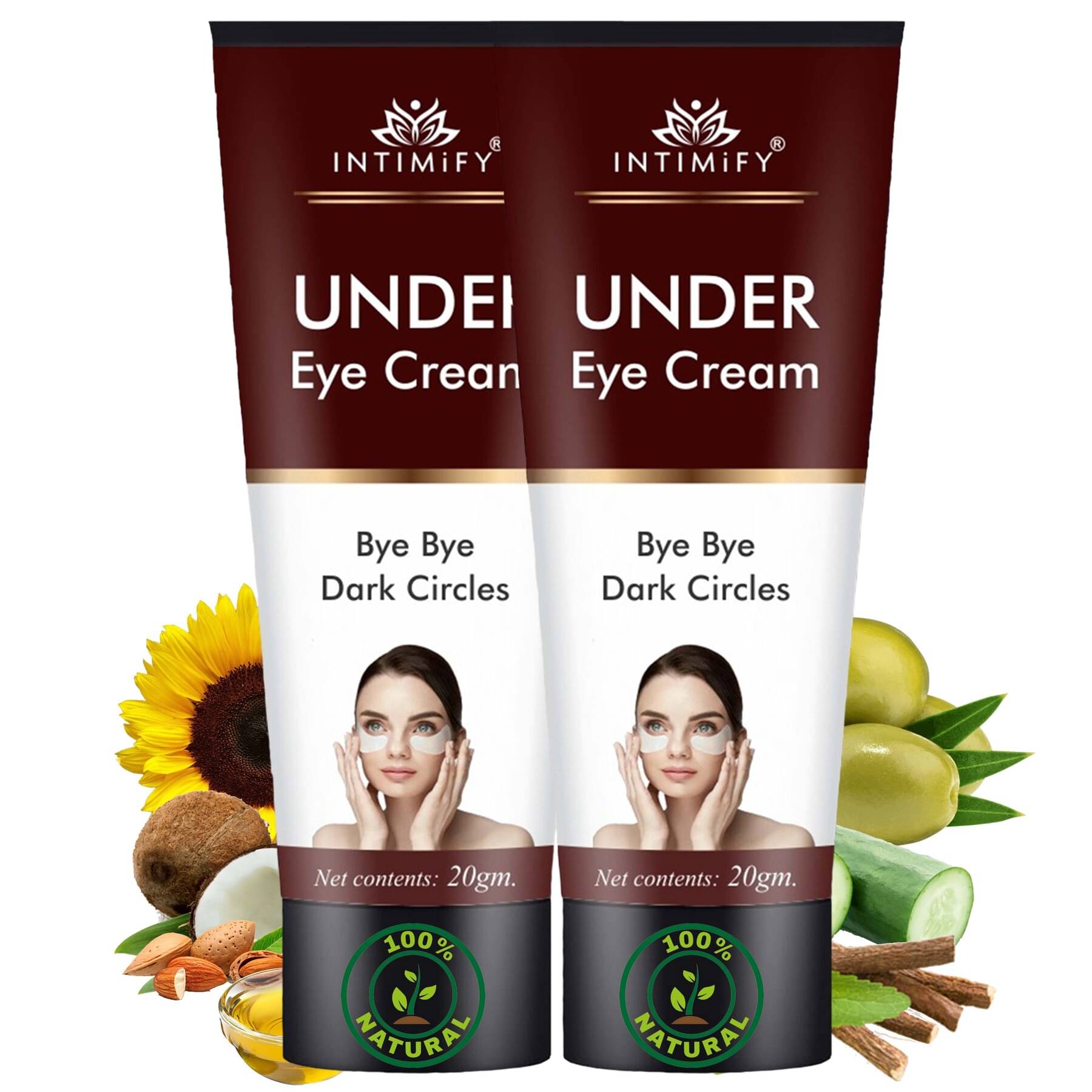 Intimify Under Eye Cream for Dark Circle Dark Spots & Wrinkles Eye Mask 20 g Pack of 2 Intimify Under Eye Cream for Dark Circle Dark Spots & Wrinkles Eye Mask 20 g Pack of 2