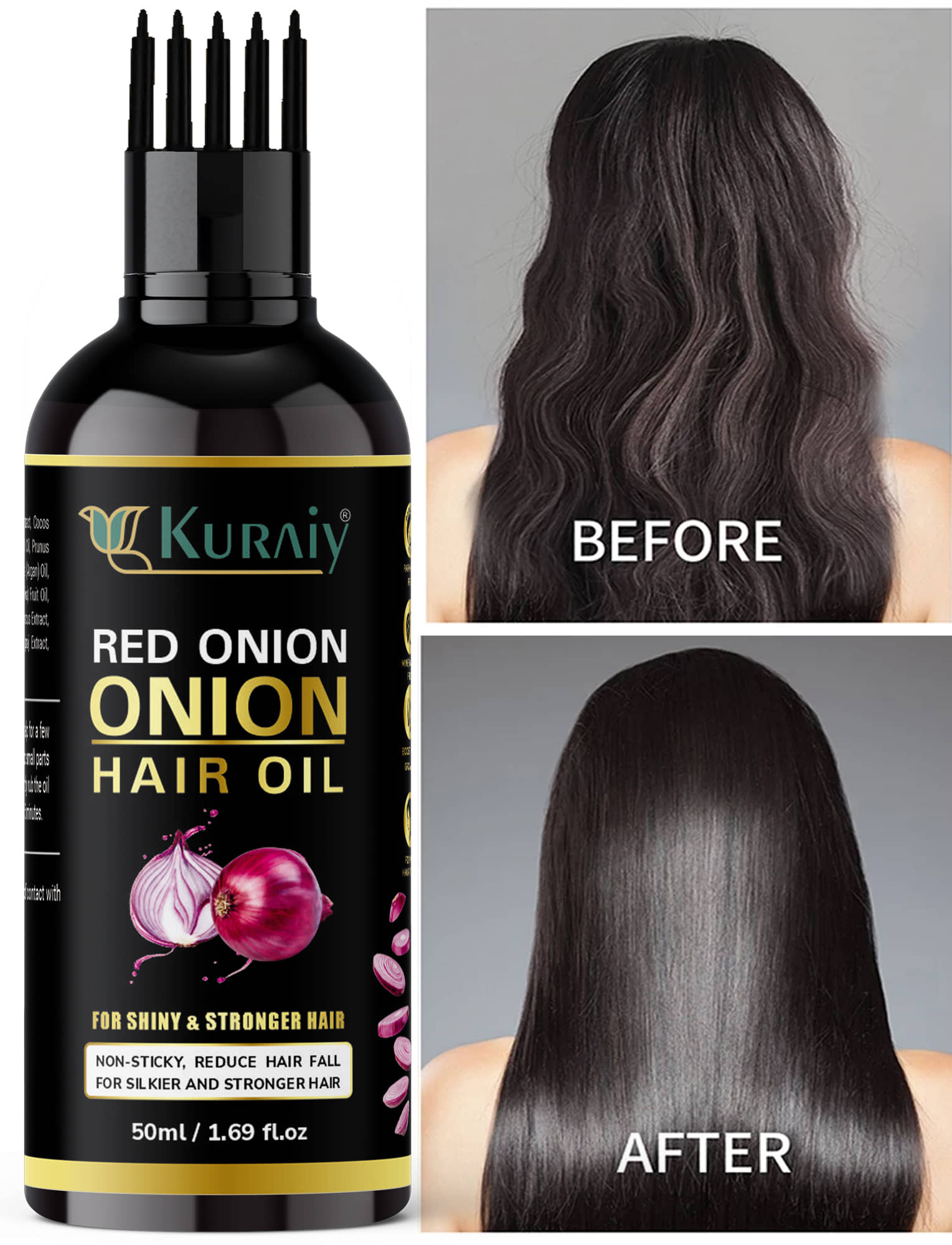KURAIY ONION All Type of Hair Problem Herbal Anti Dandruff Hair Oil 50 ML Hair Oil PACK OF 1
