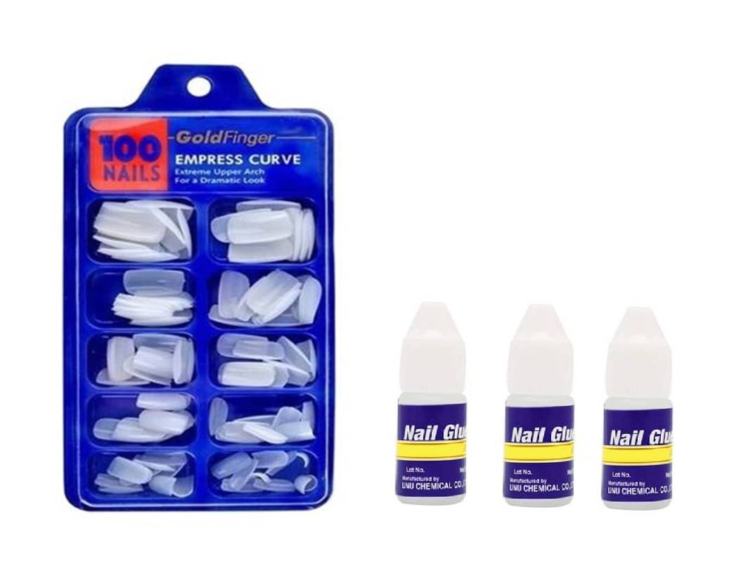    			Lenon 3 Pcs Glue and 100 False Nails