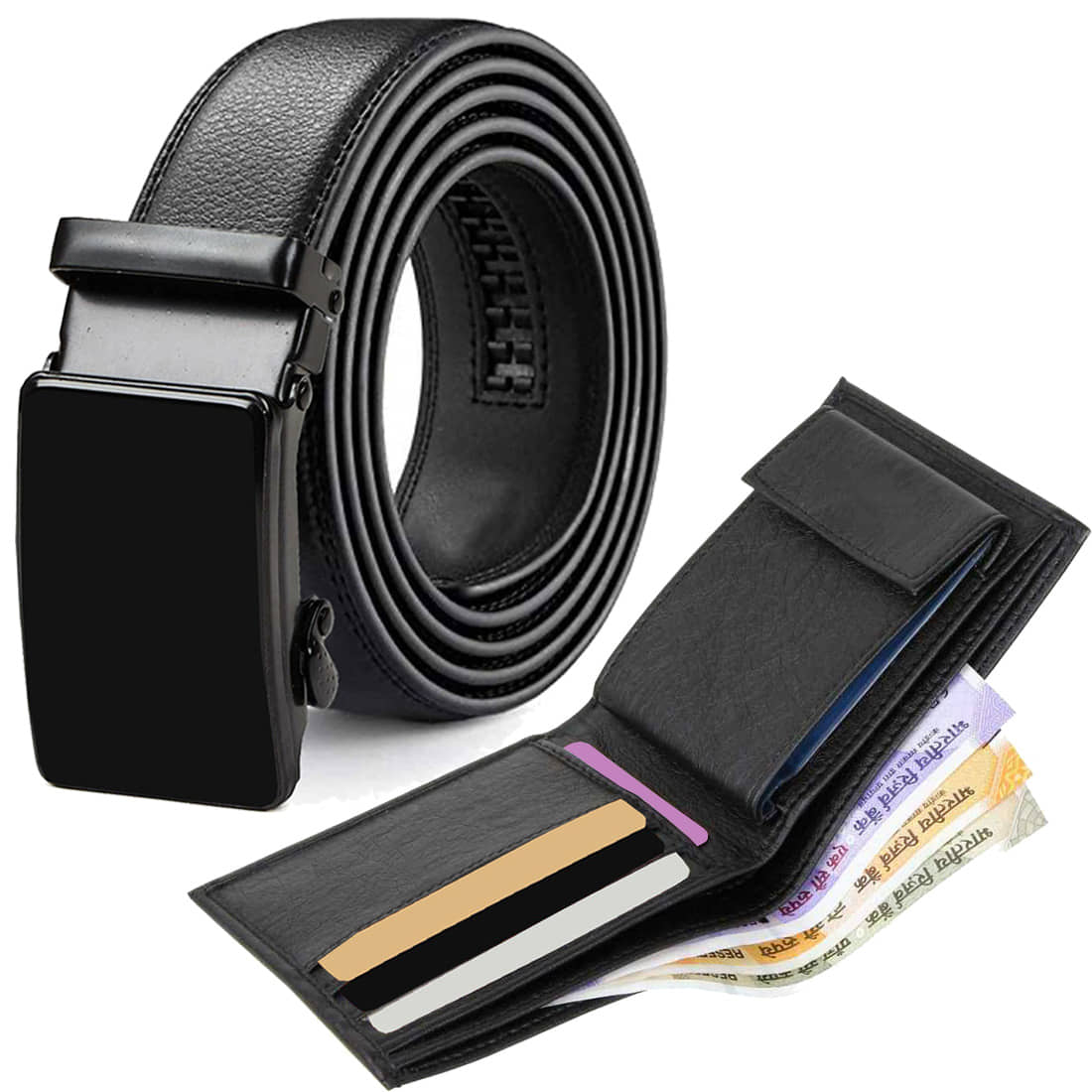 Loopa - PU Men's Belts Wallets Set ( Pack of 2 )