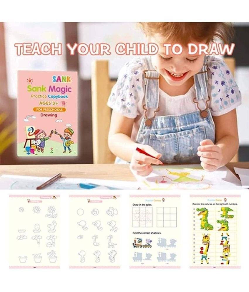     			RAMDEV ENTERPRISE Magic book for kids Number & Letter Practice Copy Book Boys, Girls (4 Book+ 10 Refill + 1 Pen + 1 Grip).