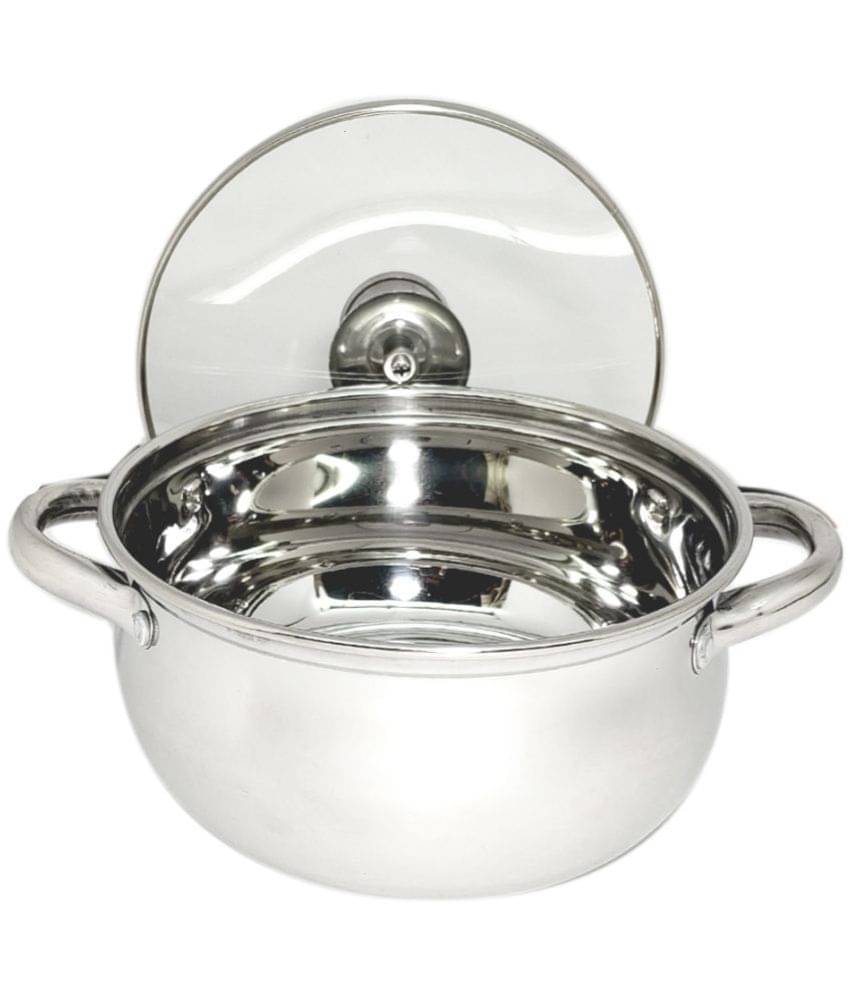     			bartan hub - Silver Steel Serve Casserole ( Pack of 1 )