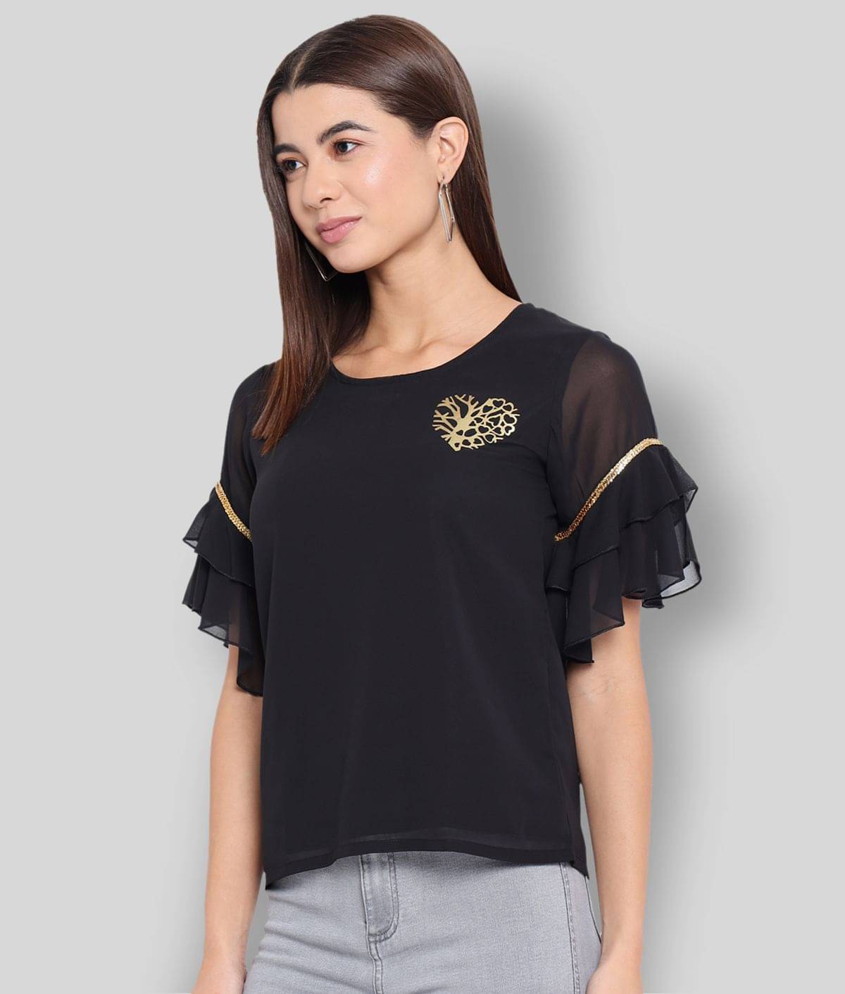 ALL WAYS YOU Women's Polyester Regular Top ( Black ) ALL WAYS YOU Women's Polyester Regular Top ( Black )