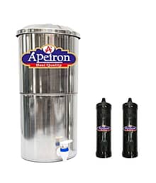 APEIRON Stainless Steel Water Filter With 2 Carbon Candle 18 Ltr Gravity Water Purifier
