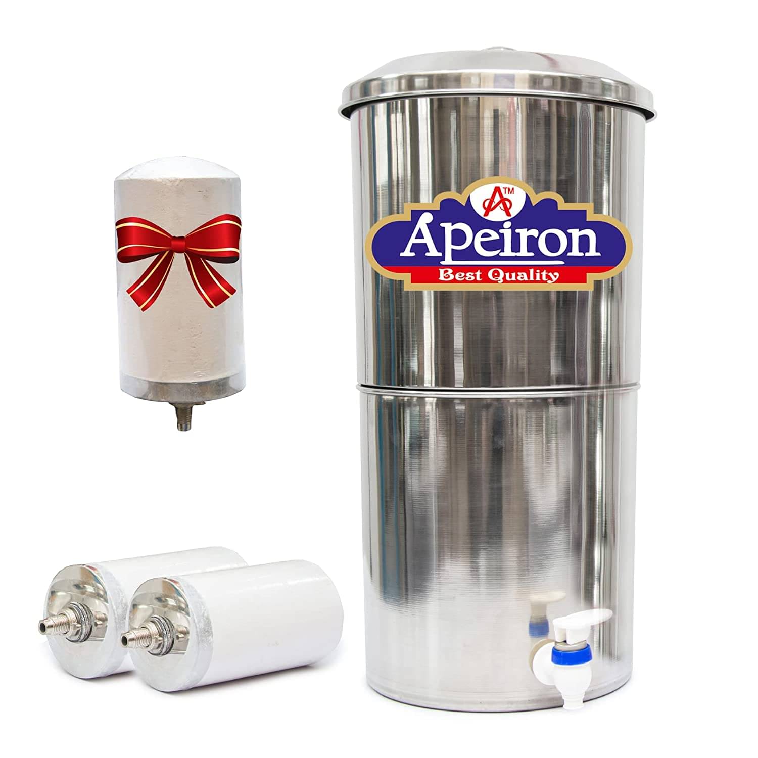     			APEIRON Stainless Steel Water Filter With 2 Candles 18 Ltr Gravity Water Purifier