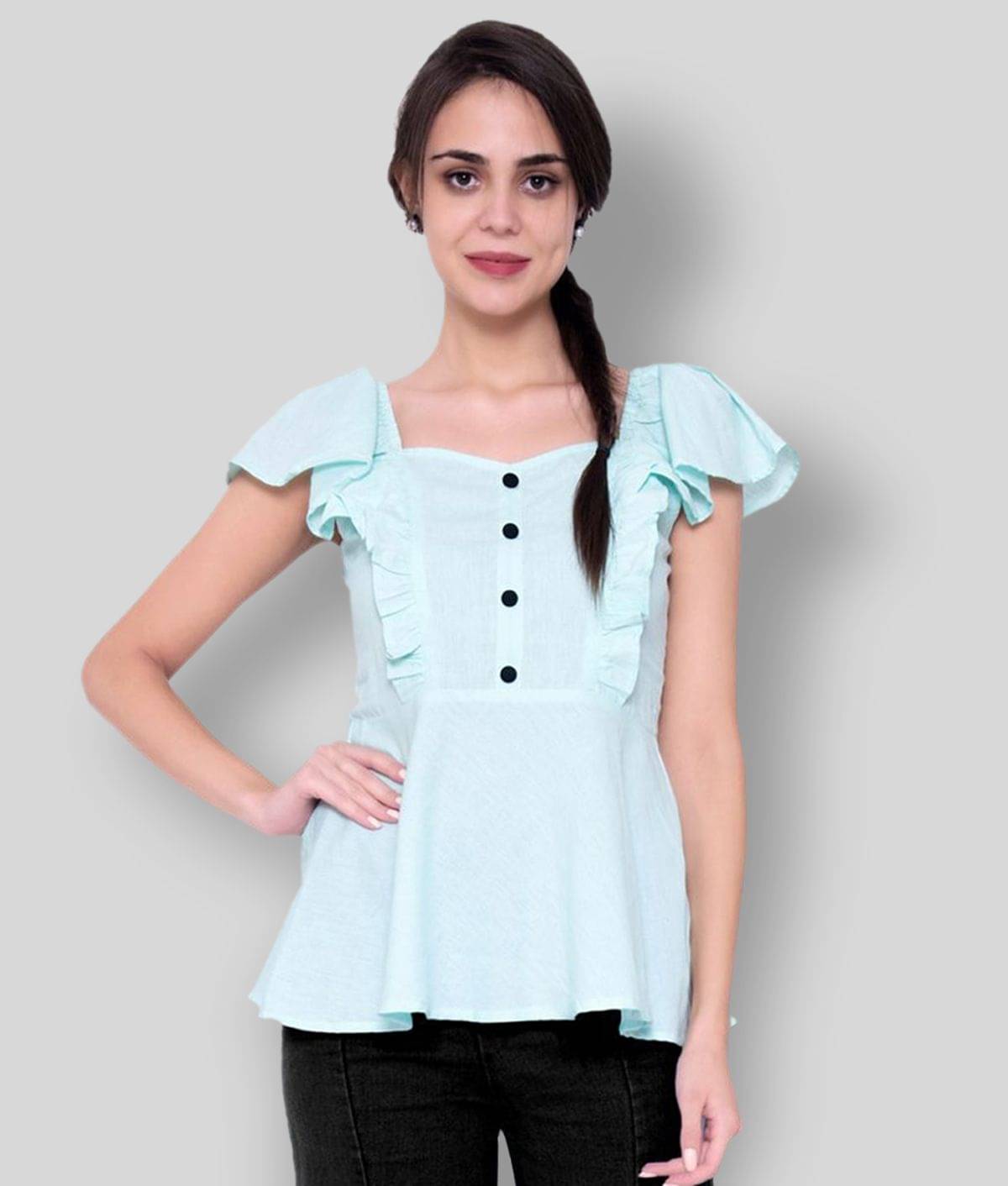 GOD BLESS Women's Cotton A-Line Top ( Light Blue ) GOD BLESS Women's Cotton A-Line Top ( Light Blue )