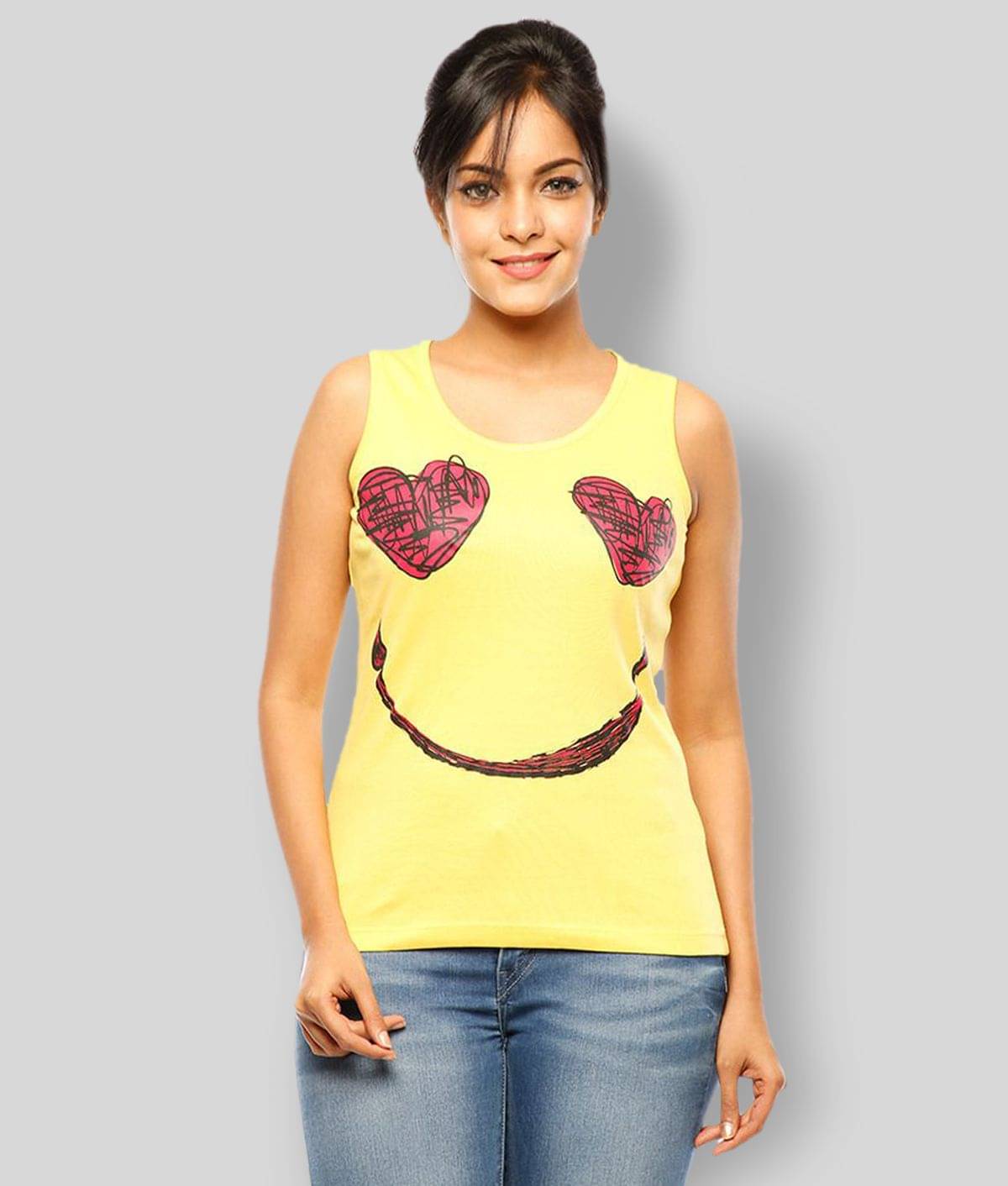     			Huetrap Women's Cotton Tank Top ( Yellow )