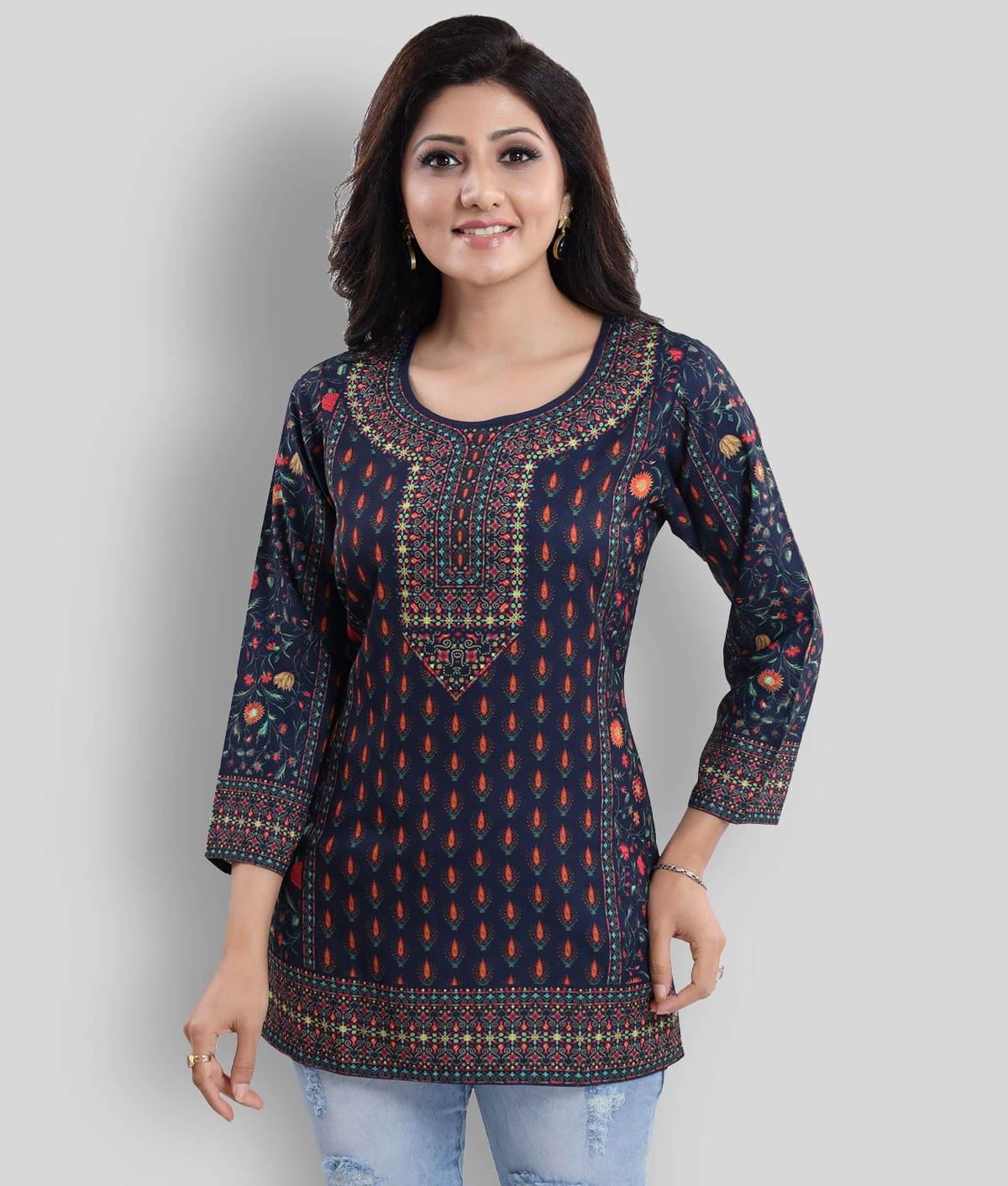 Crepe Short Kurti For Women (Pack of 1) Crepe Short Kurti For Women (Pack of 1)