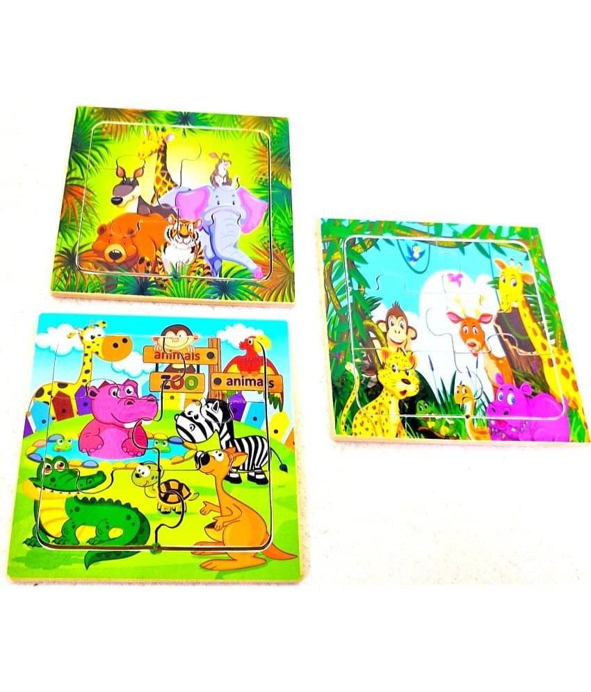 Peters Pence Wooden Multi-Color 3 Set of Small Board- ANIMALS PUZZLE FOR KIDS (6 x6 inches Peters Pence Wooden Multi-Color 3 Set of Small Board- ANIMALS PUZZLE FOR KIDS (6 x6 inches