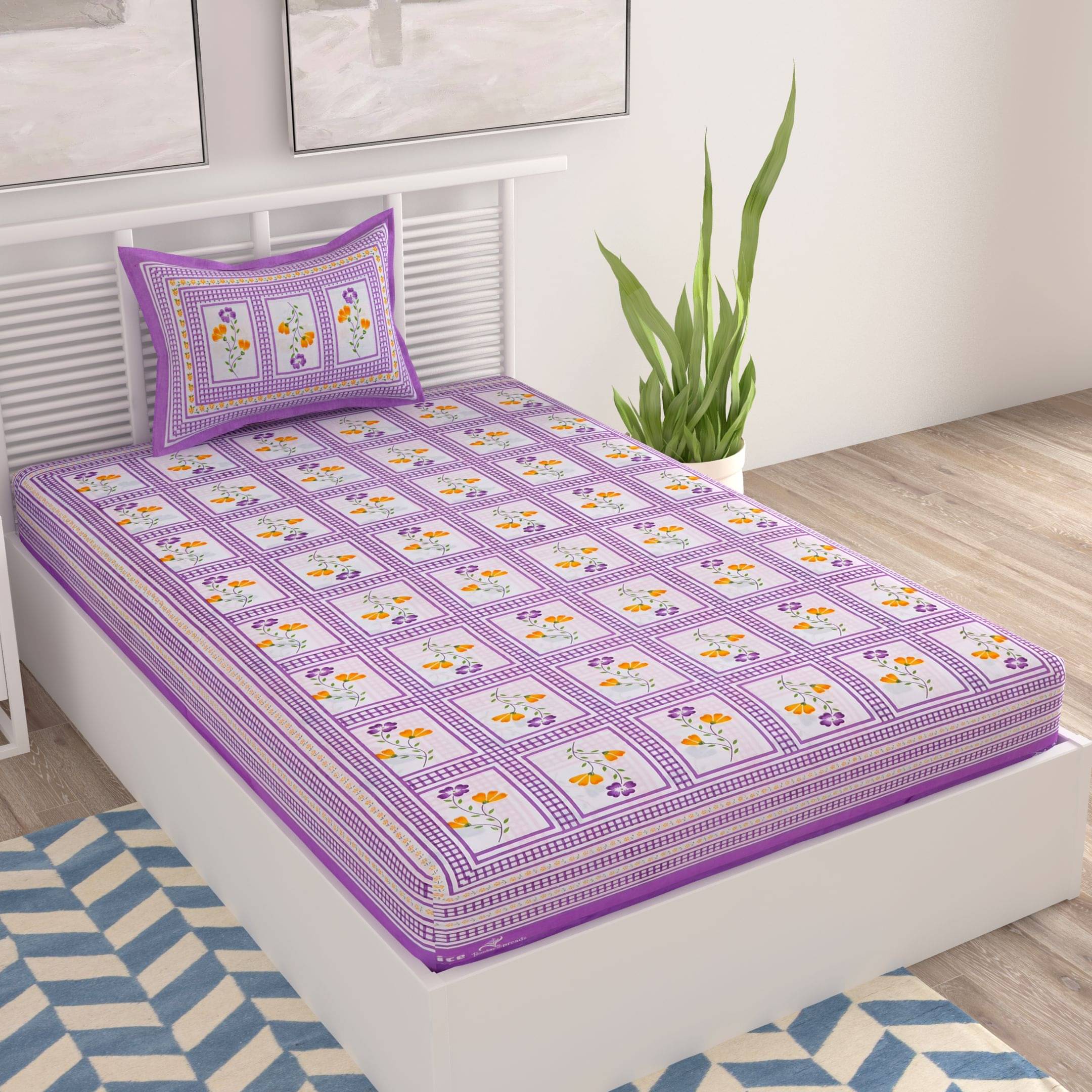     			Uniqchoice Cotton Single Bedsheet ( Purple )