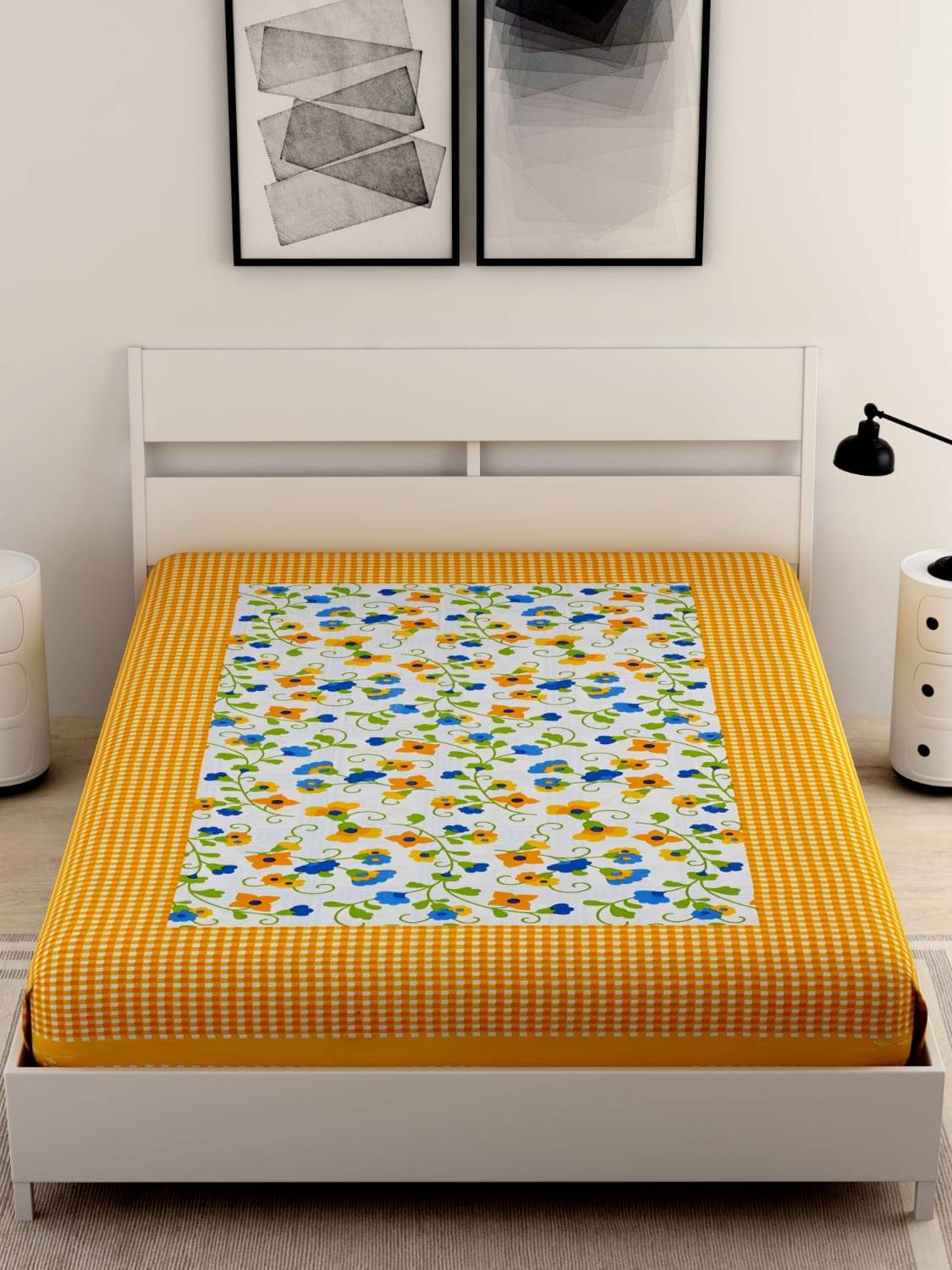     			Uniqchoice 100% Cotton Single Bedsheet ( Yellow )