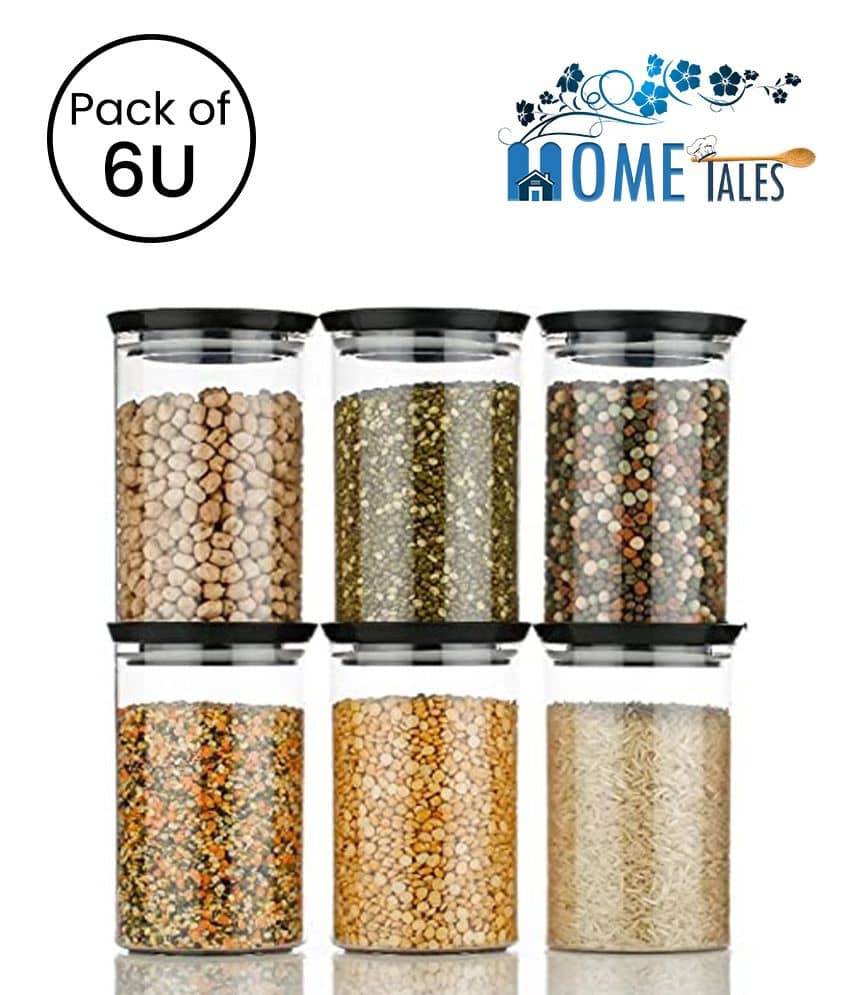 Analog Kitchenware Dal/Pulse/Grocery Plastic Black Food Container ( Set of 6 )