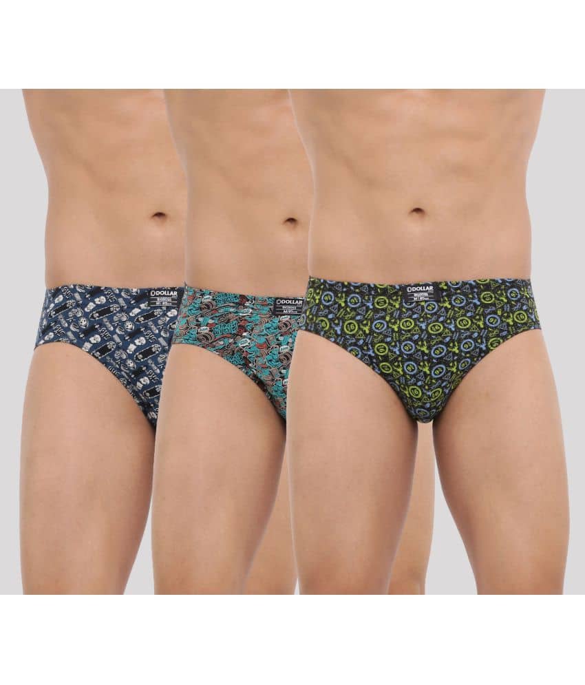 Dollar Bigboss Men's Pack of 3 Soft Combed Cotton Printed Brief (Colour May Vary)