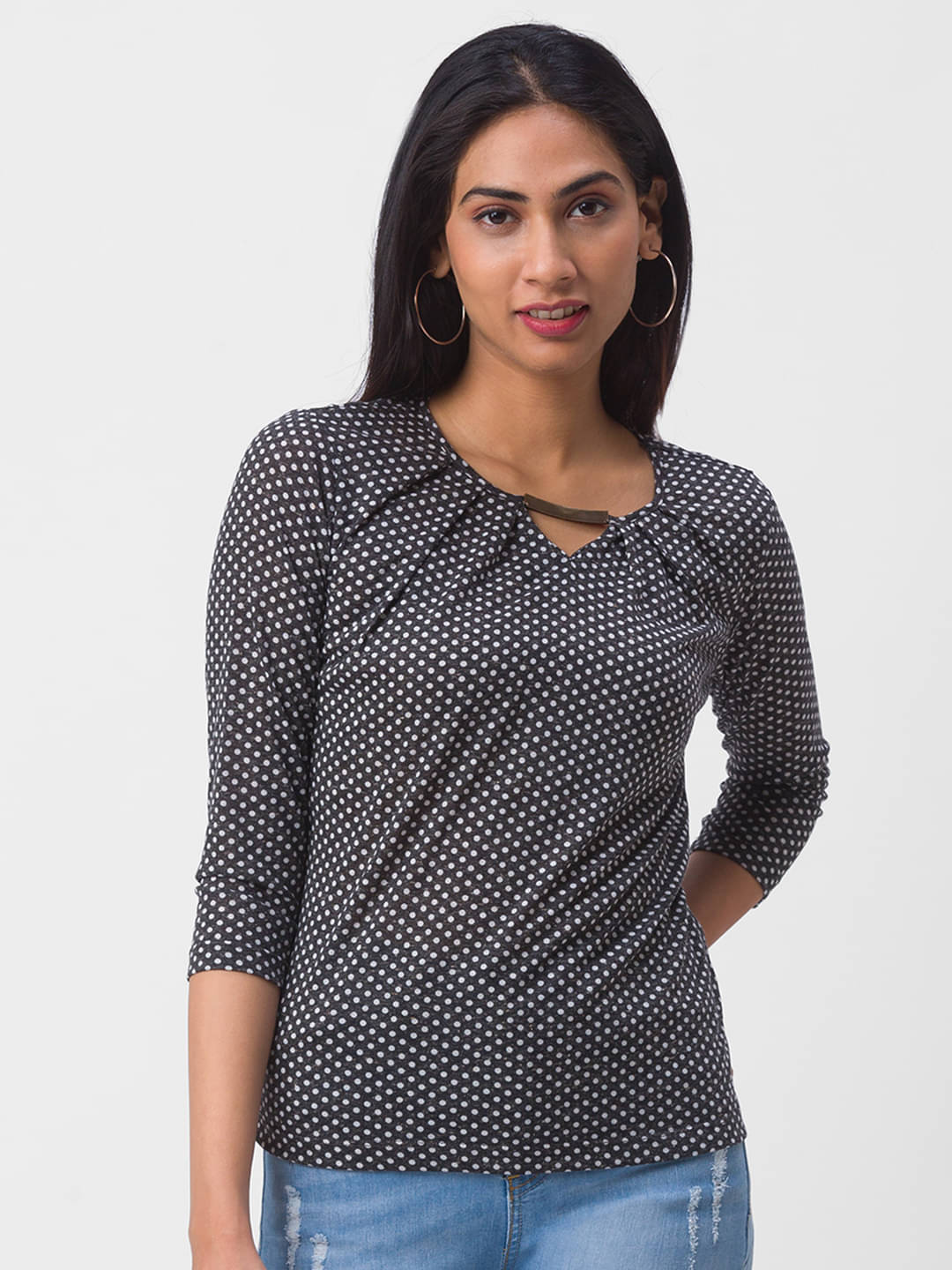 Globus - Black Polyester Women's Regular Top ( Pack of 1 ) Globus - Black Polyester Women's Regular Top ( Pack of 1 )