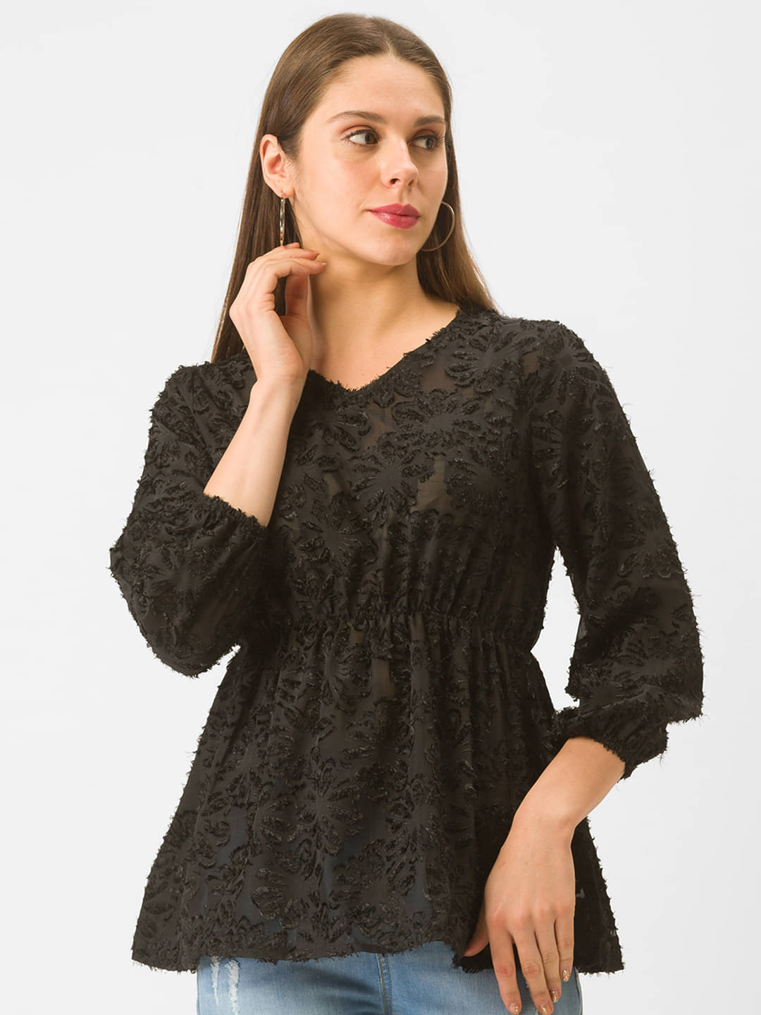     			Globus - Black Polyester Women's Peplum Top ( Pack of 1 )
