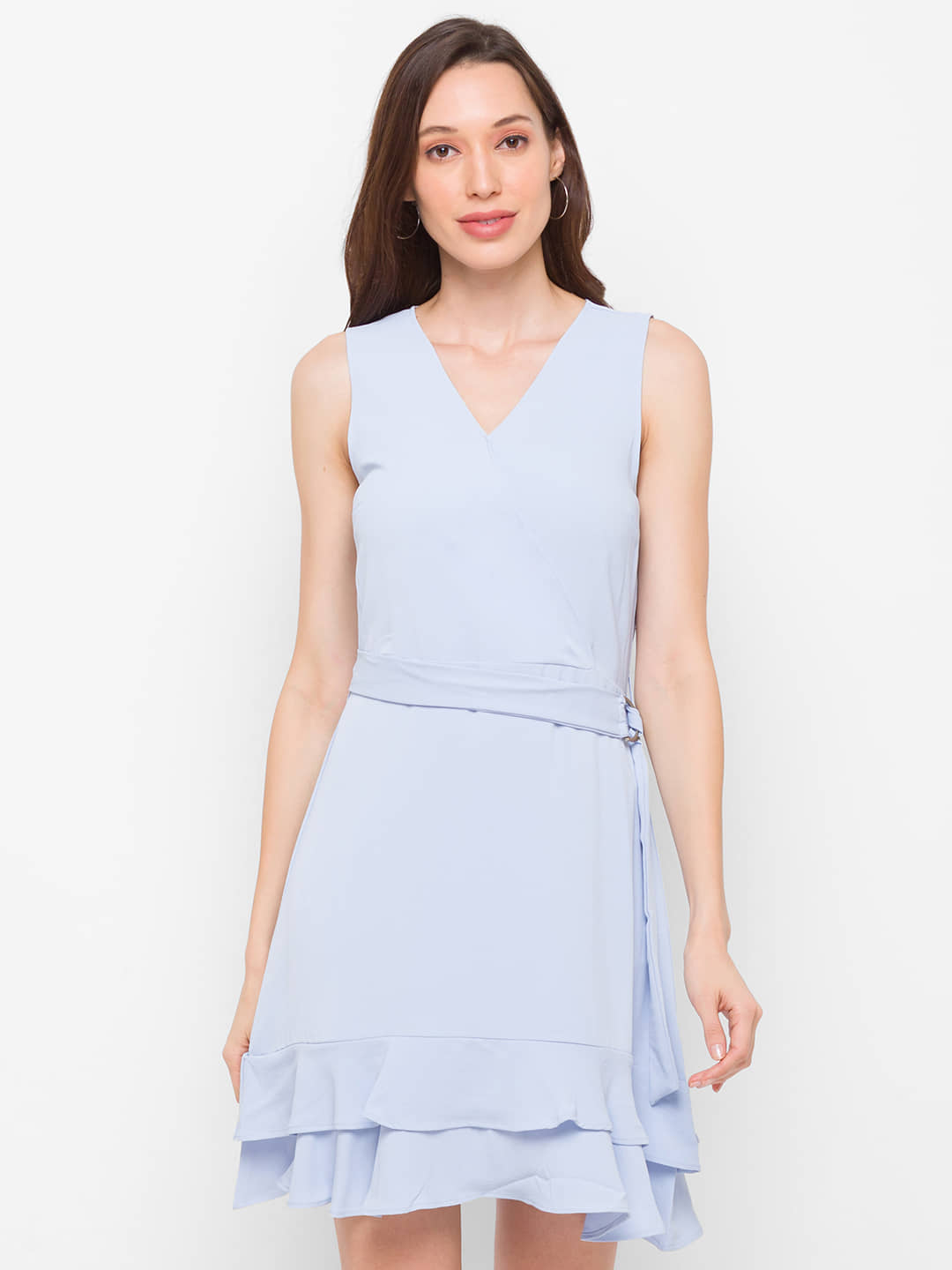 Globus - Blue Cotton Blend Women's Fit And Flare Dress ( Pack of 1 )